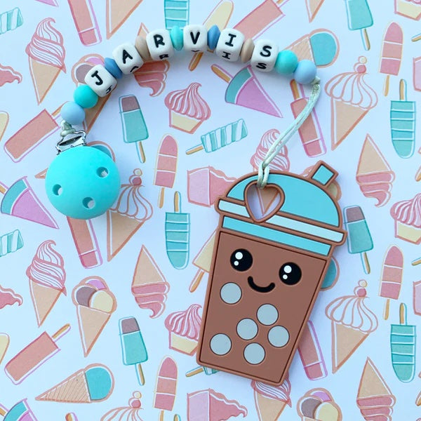 Personalized Teether: Bubble Tea (Brown)