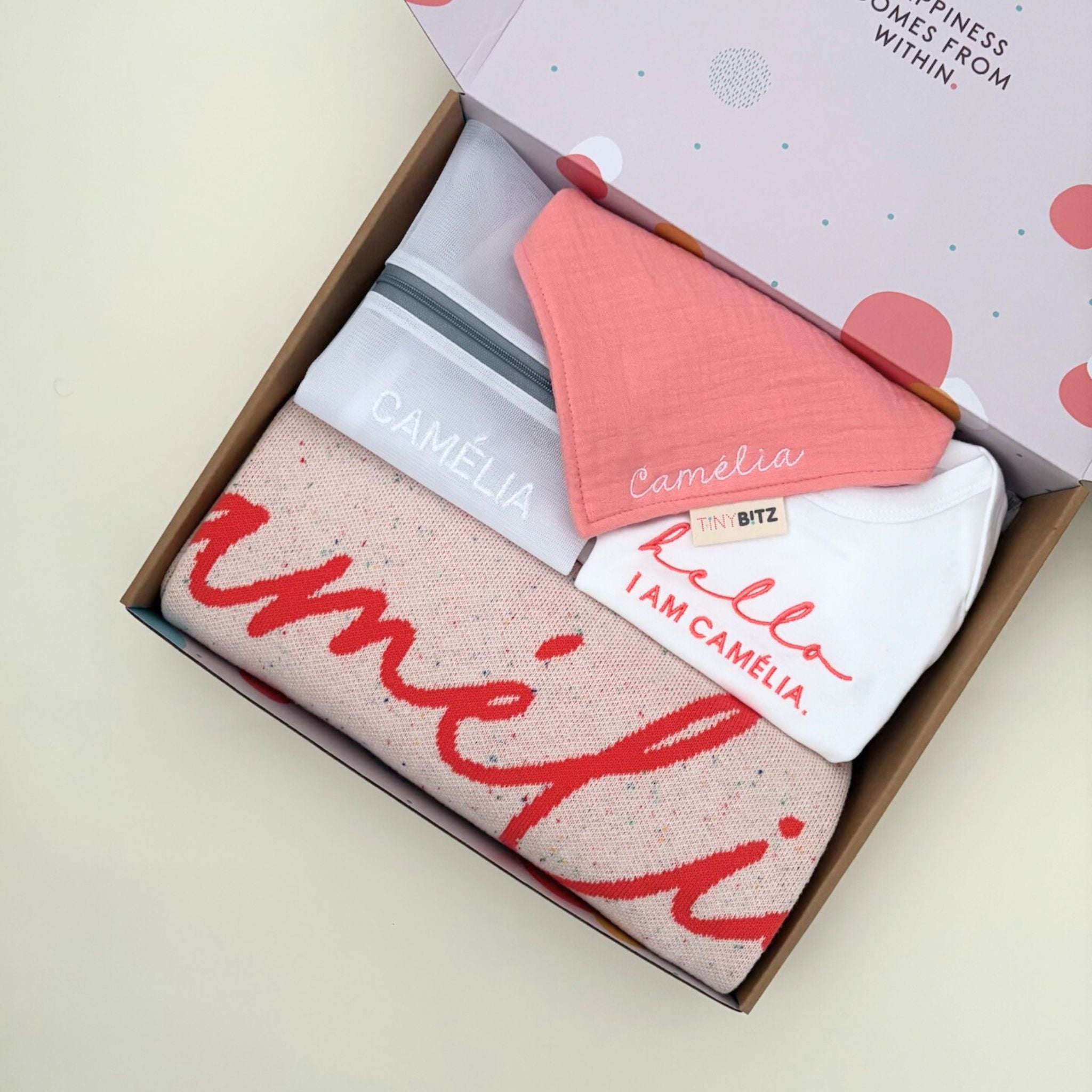 Personalized Confetti Blanket Set for Baby Girls (3pc Set)