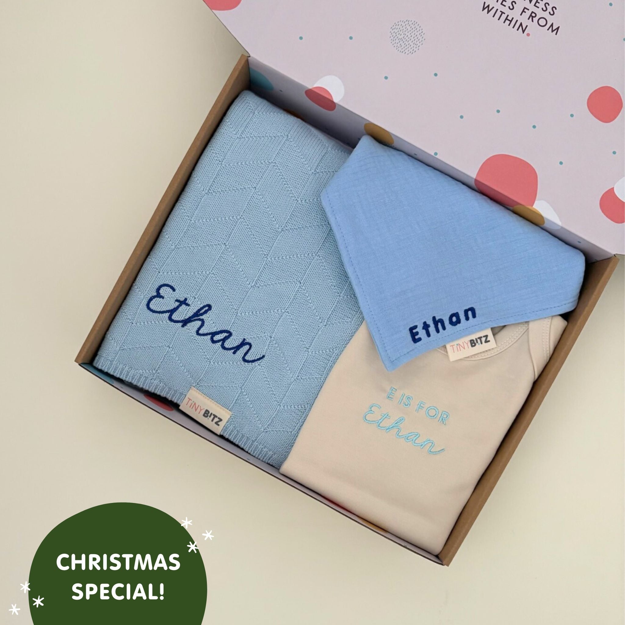 My First Christmas Embroidered Blanket Set for Baby Boys