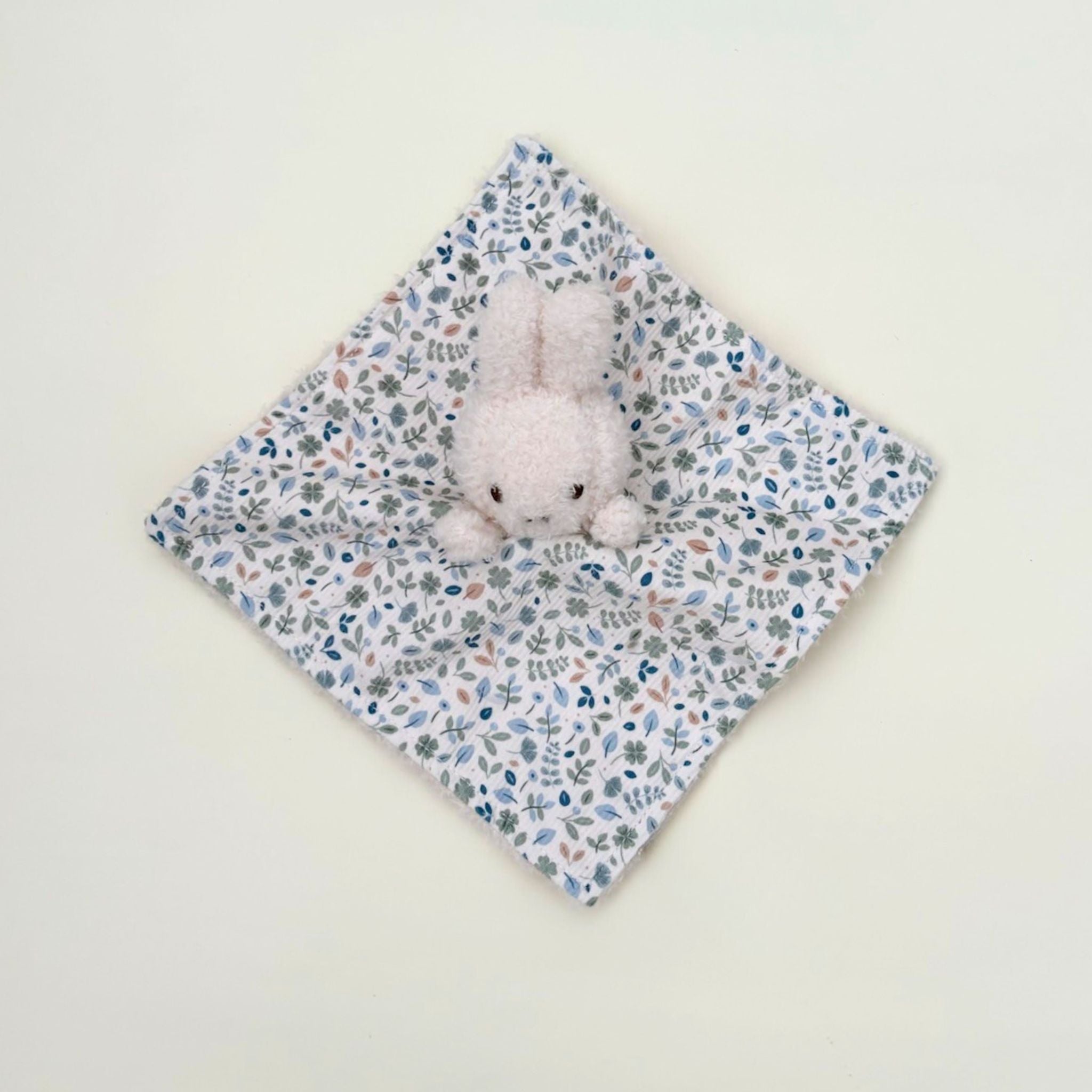 Blue Floral Miffy cuddle cloth, perfect for newborns and baby showers.