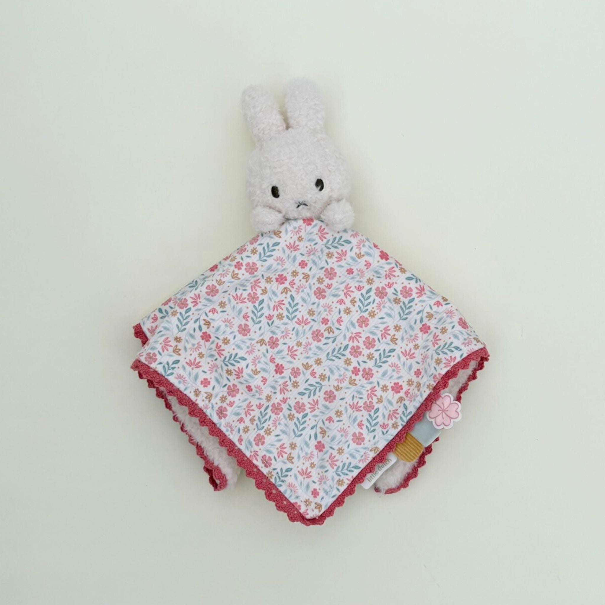 Pink Floral Miffy cuddle cloth, perfect for newborns and baby showers.