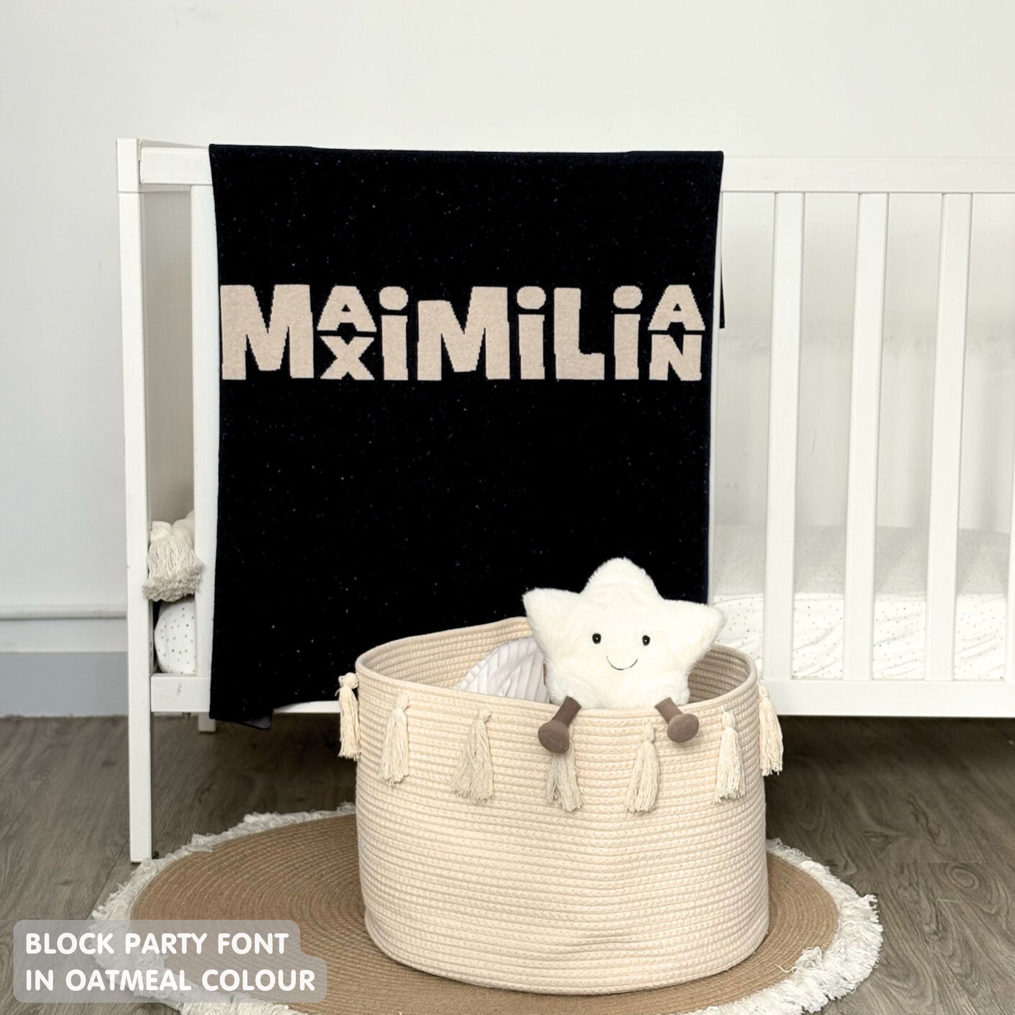 Personalized Blanket for Babies and Kids (Navy Confetti)