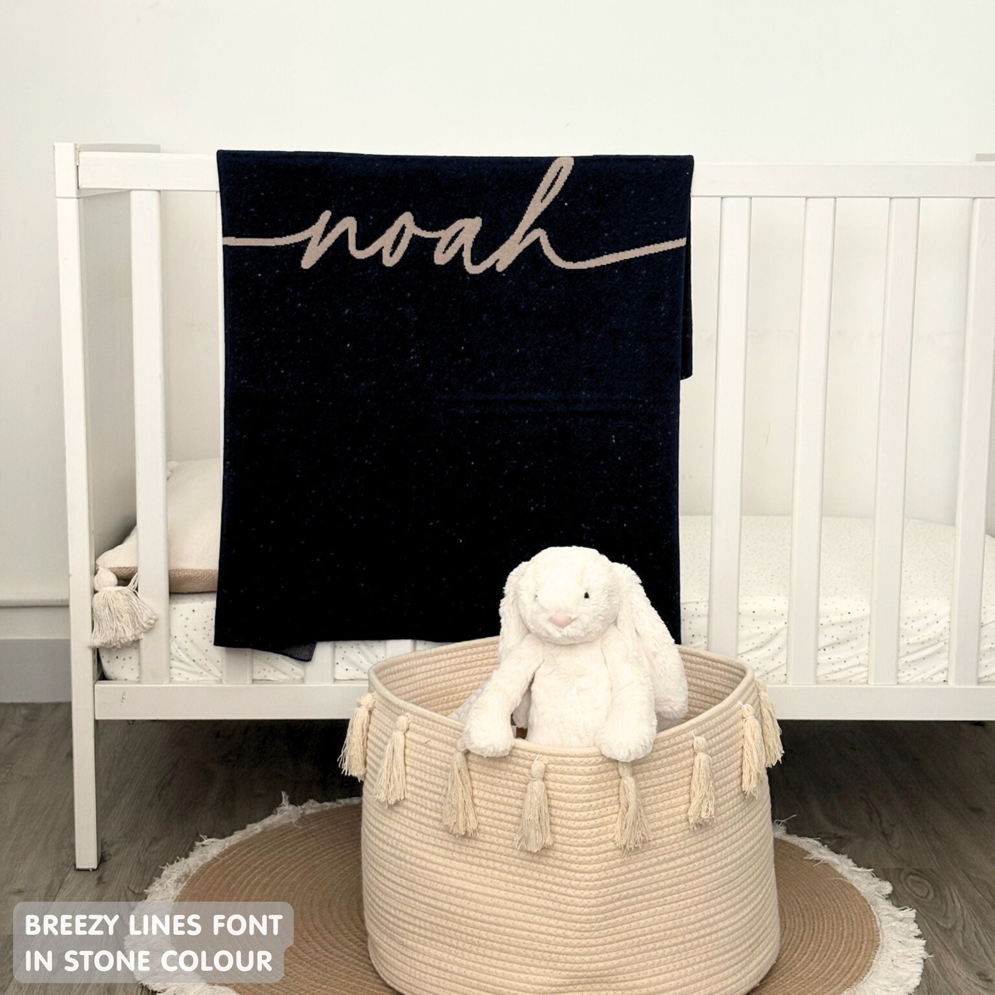 Personalized Blanket for Babies and Kids (Navy Confetti)