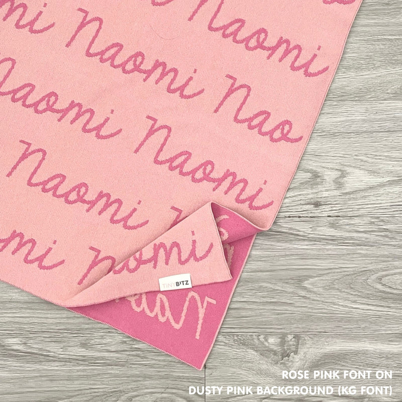 Personalized Blanket for Babies and Kids (Dusty Pink Background)