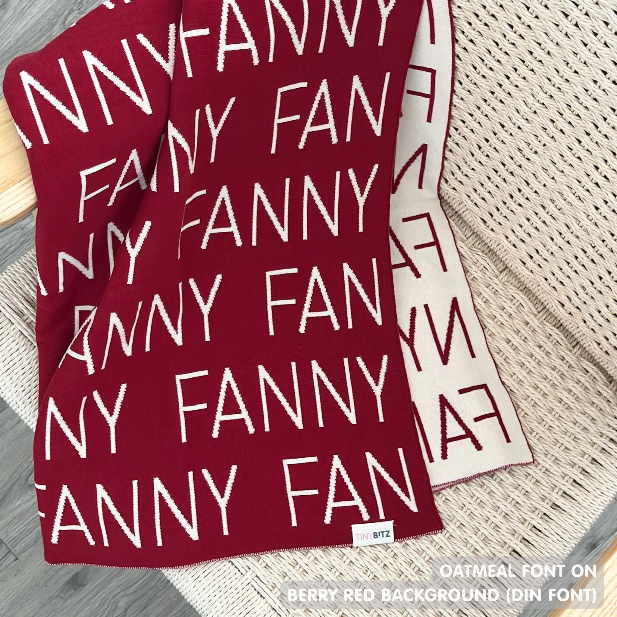 Personalized Blanket for Adults (Berry Red Background)