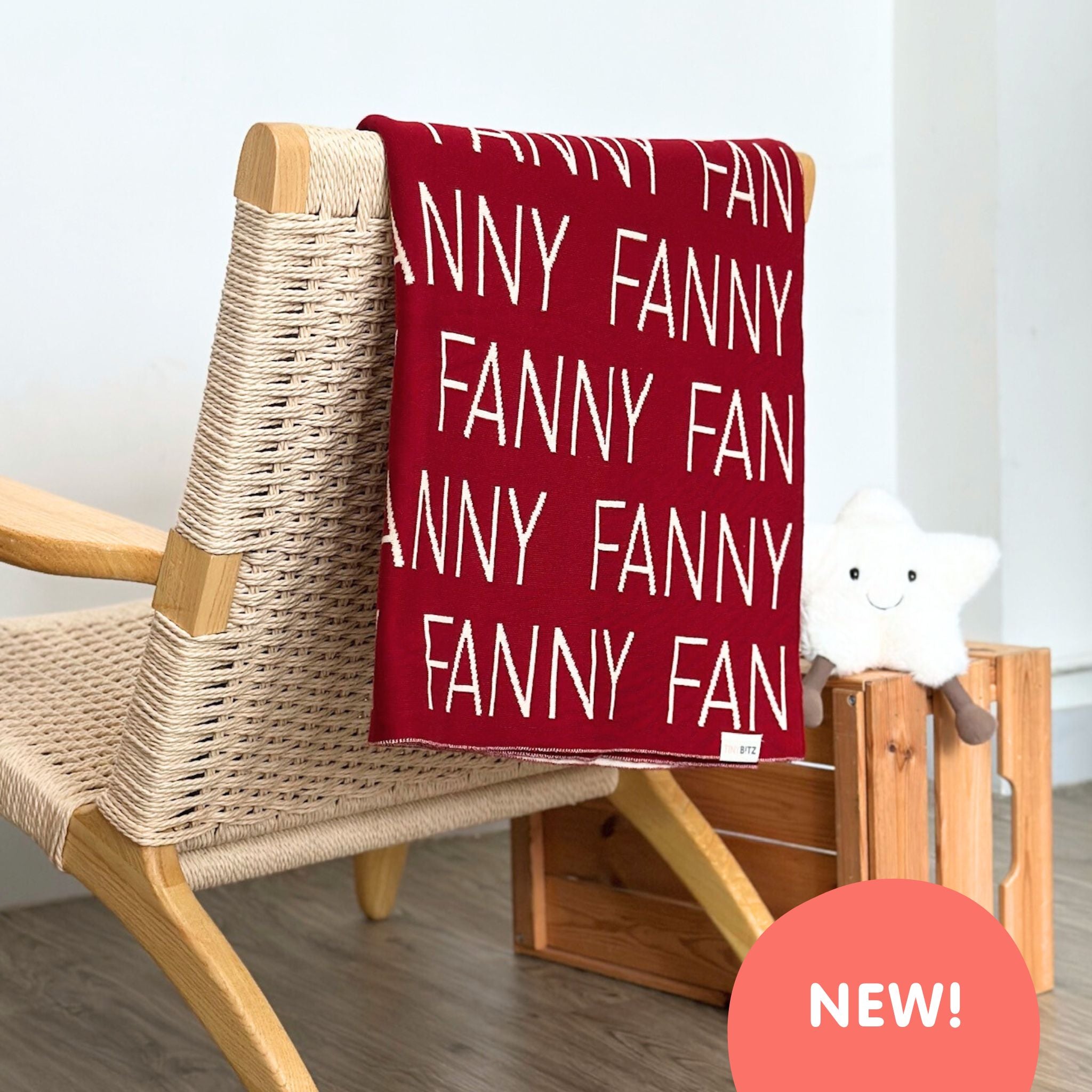 Personalized Blanket for Kids (Berry Red Background)