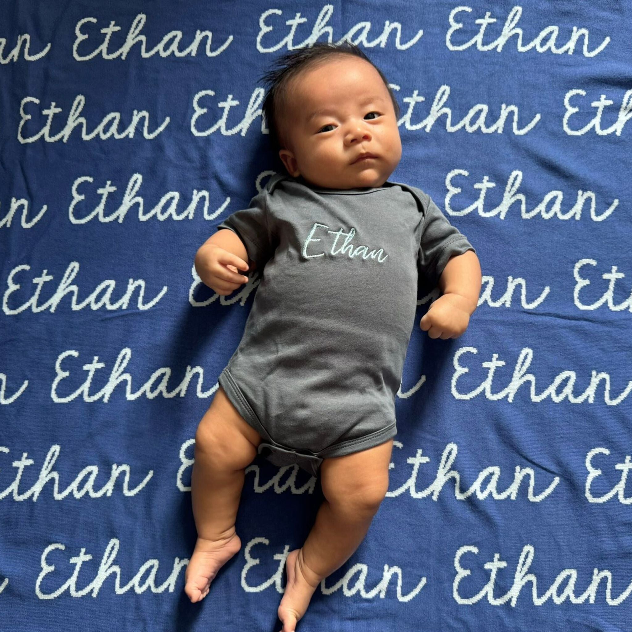 Personalized Blanket for Babies (Blue Background)