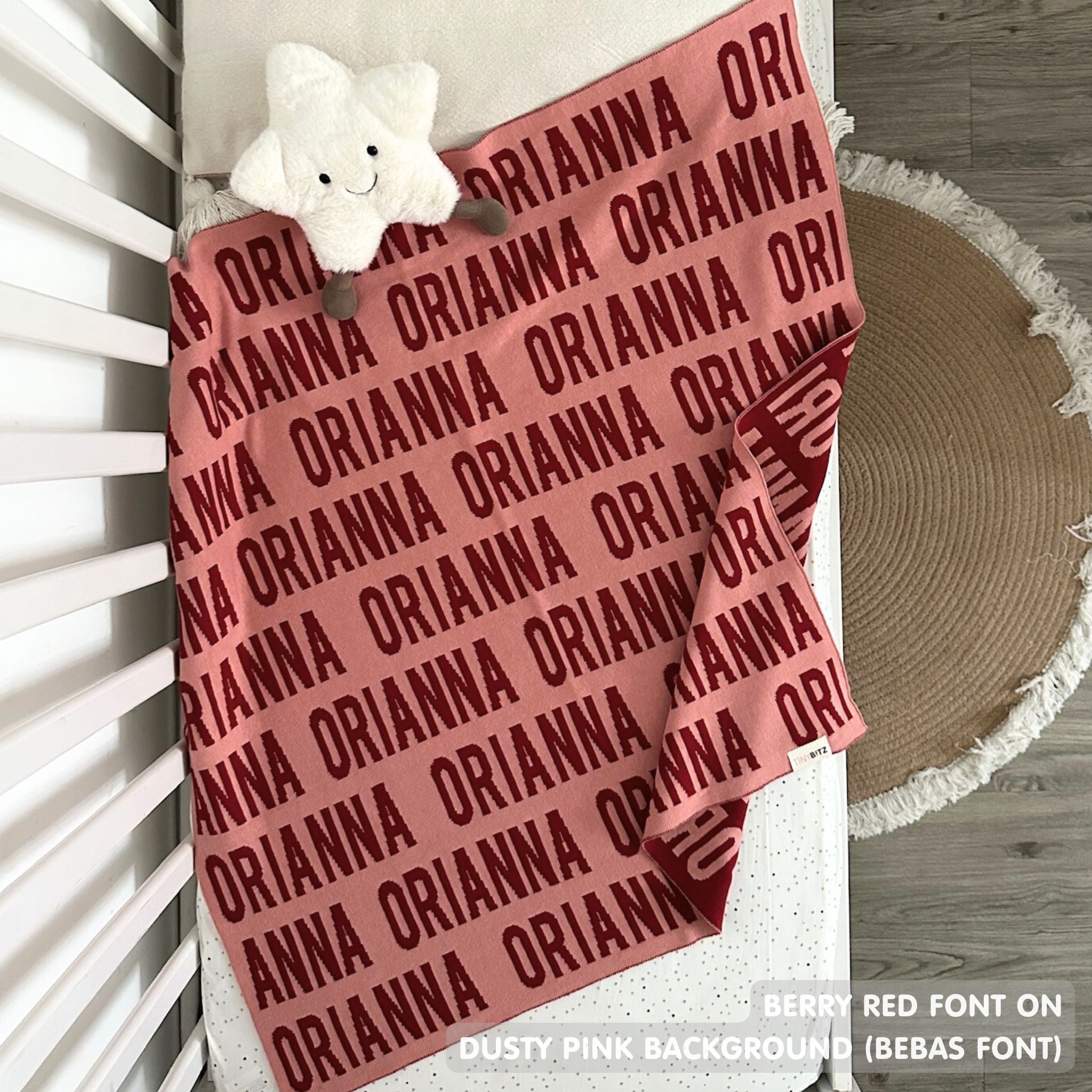 Personalized Blanket for Kids (Dusty Pink Background)