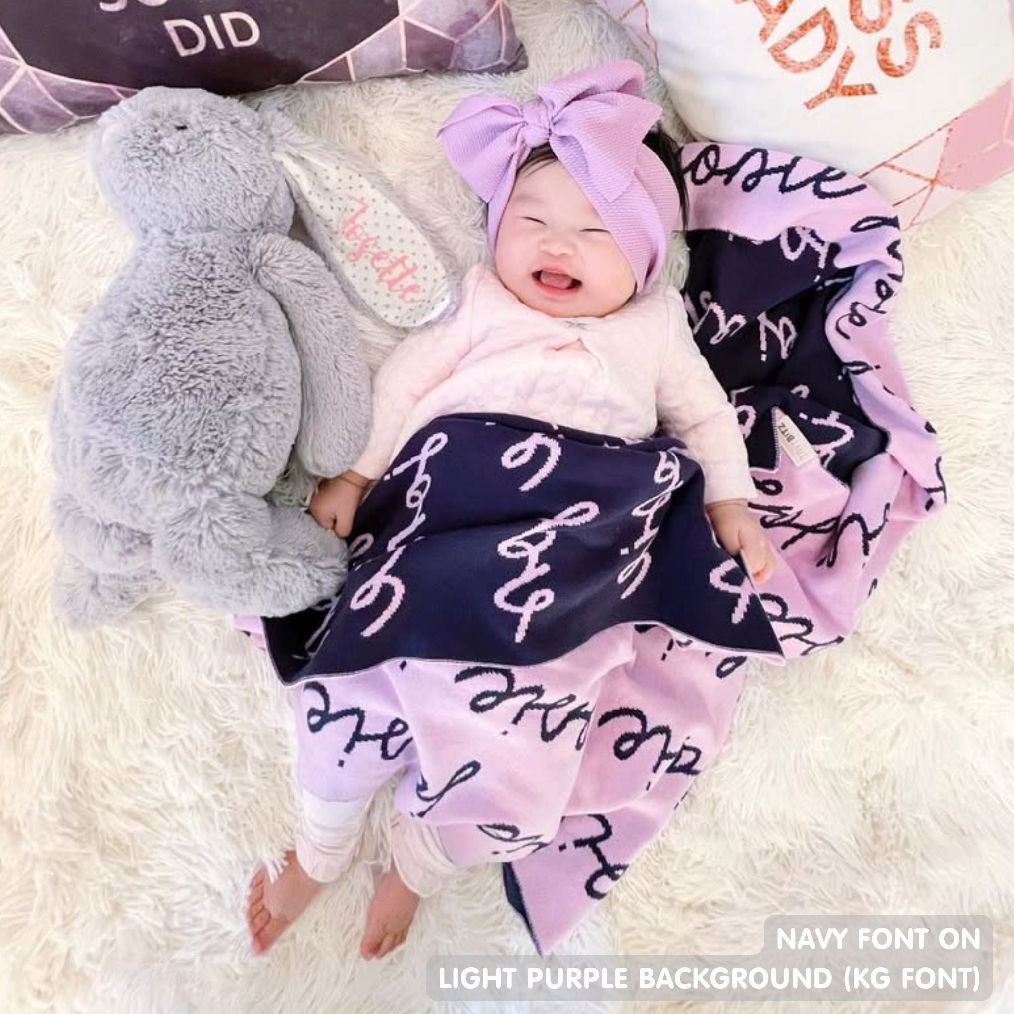 Personalized Blanket for Babies (Light Purple Background)