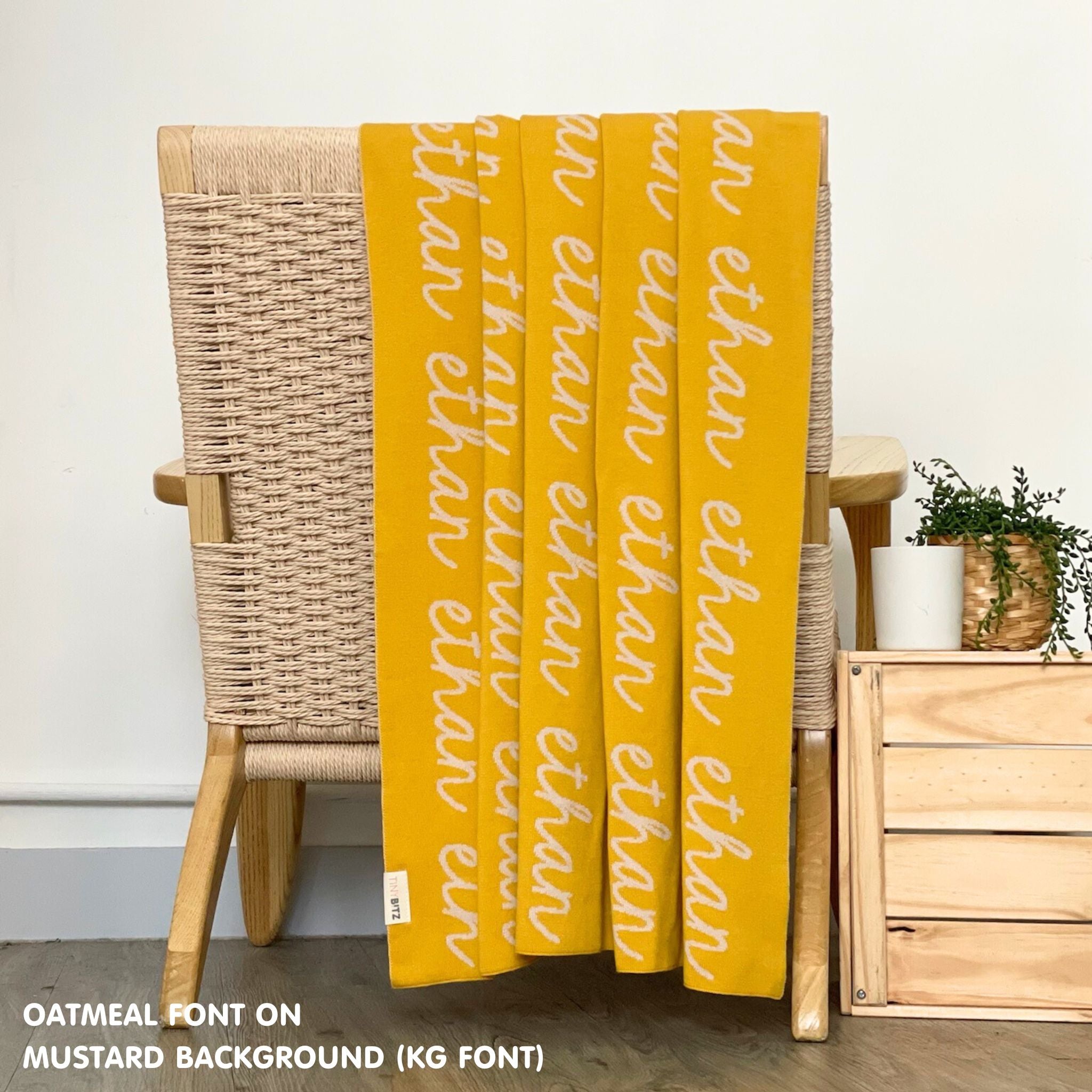 Personalized Blanket for Kids (Mustard Background)