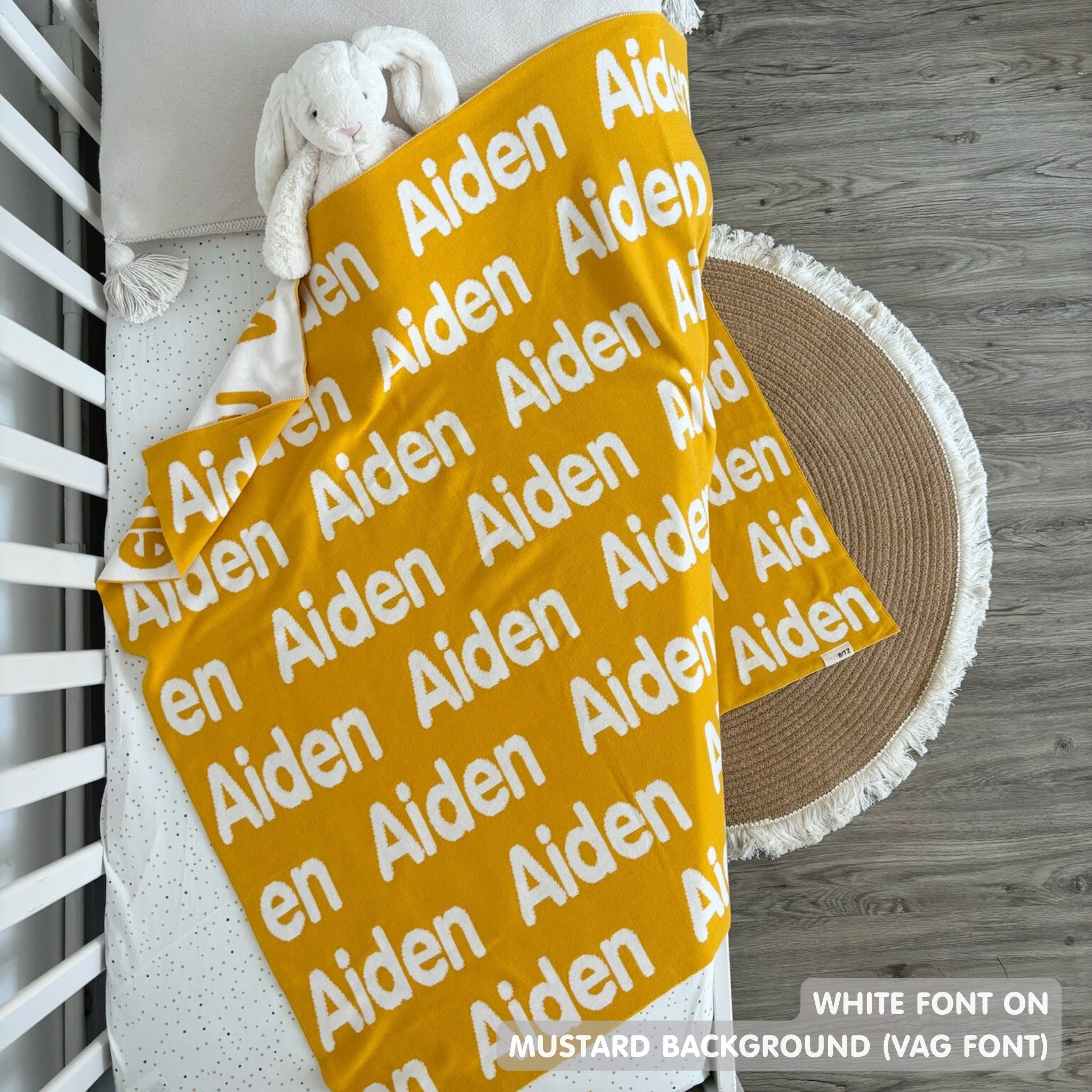 Personalized Blanket for Babies (Mustard Background)