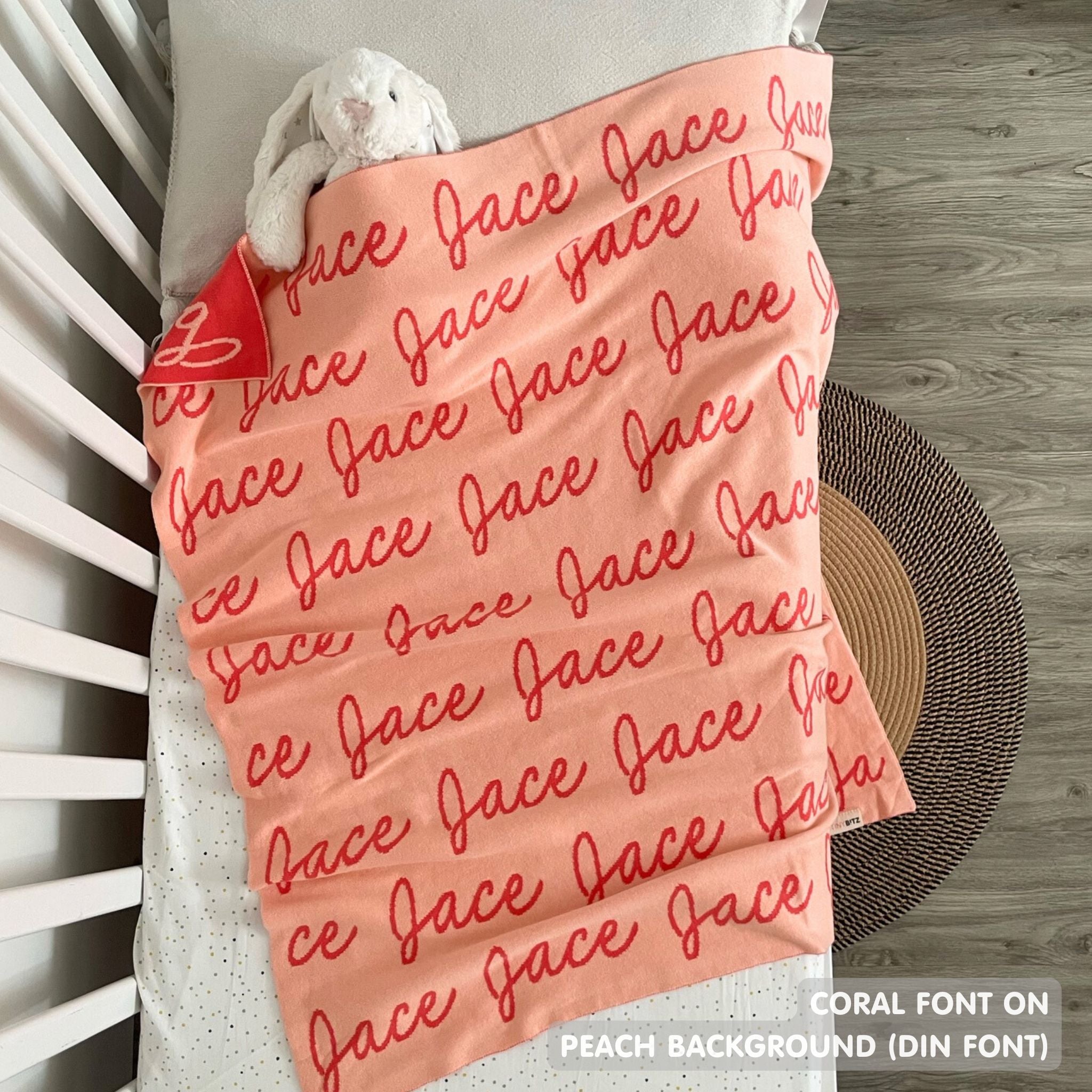 Personalized Blanket for Babies (Peach Background)