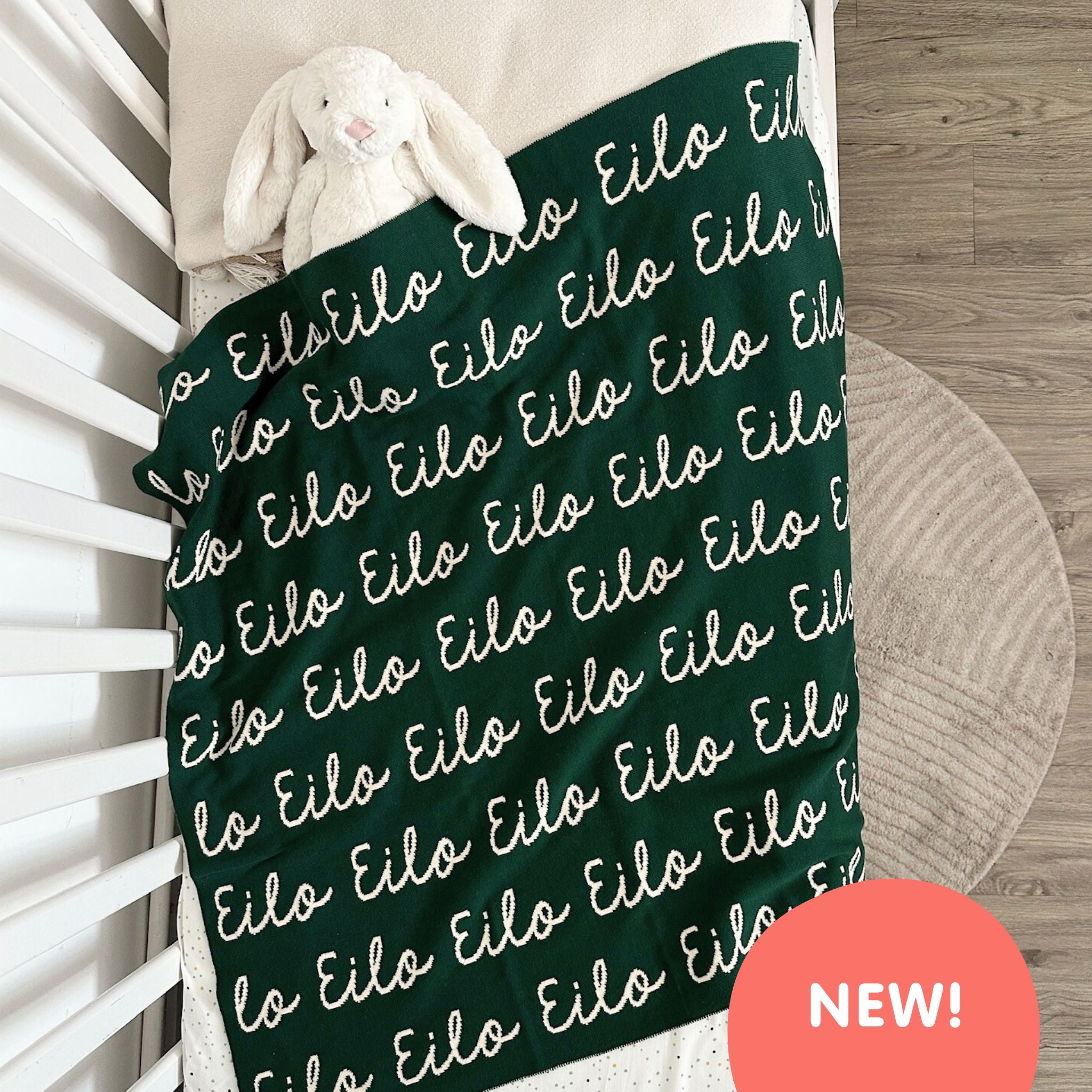 Personalized Blanket for Babies (Pine Green Background)
