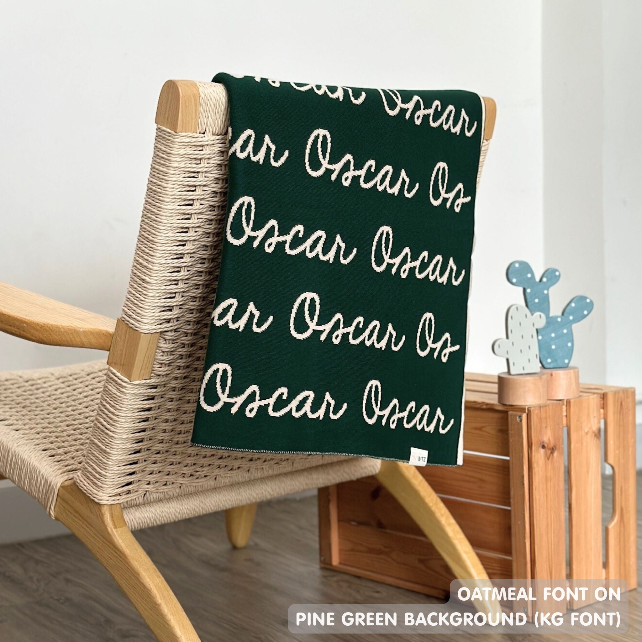 Personalized Blanket for Adults (Pine Green Background)