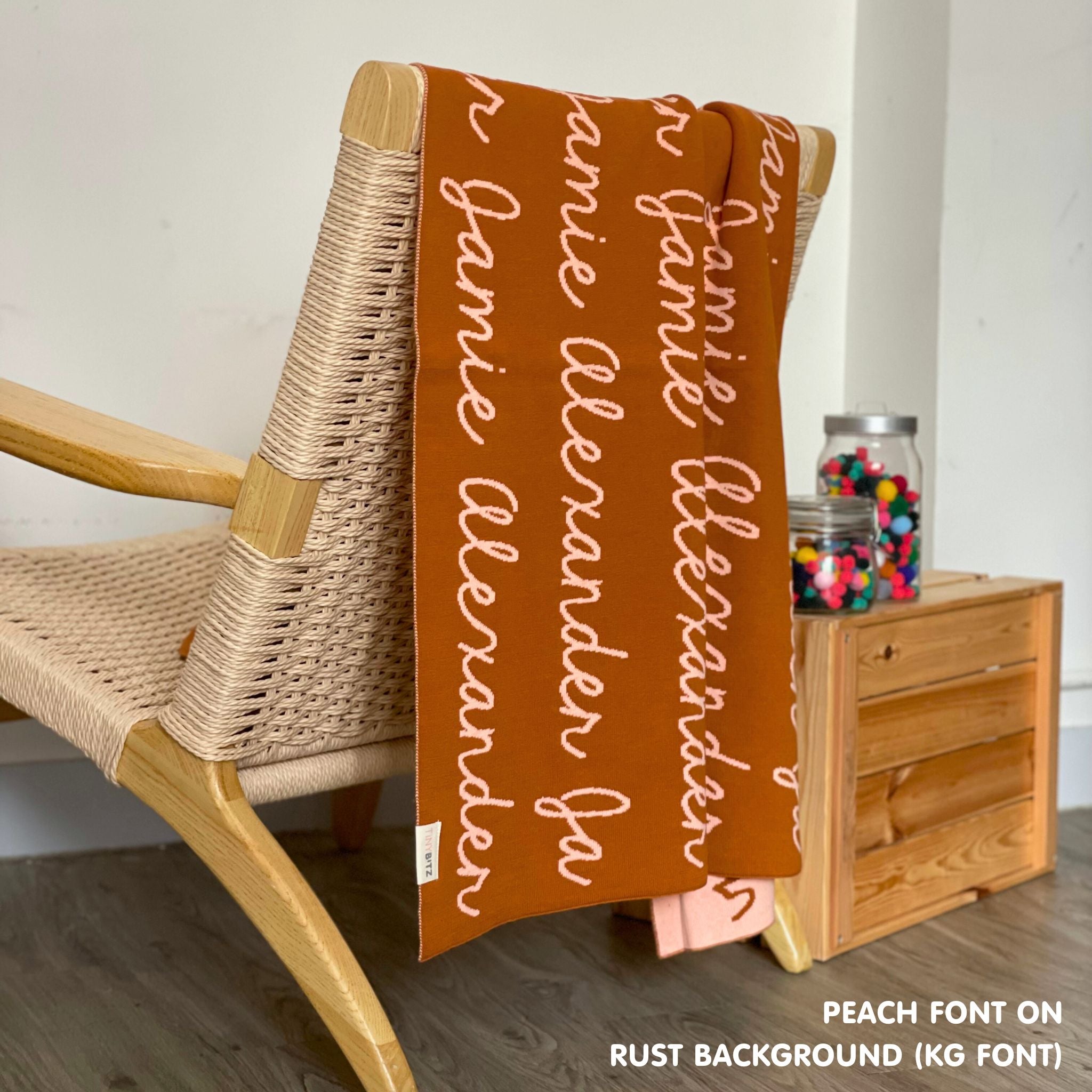 Personalized Blanket for Babies (Rust Background)