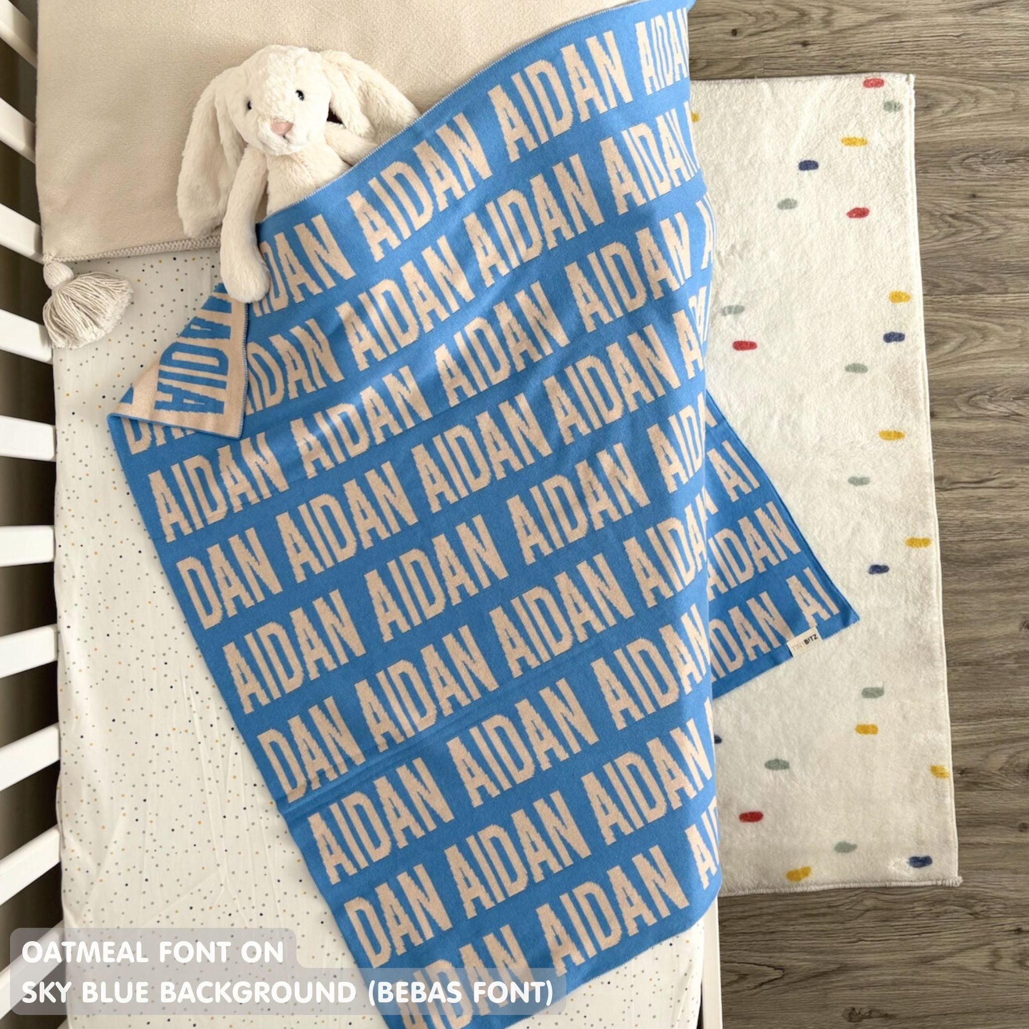 Personalized Blanket for Babies (Sky Blue Background)