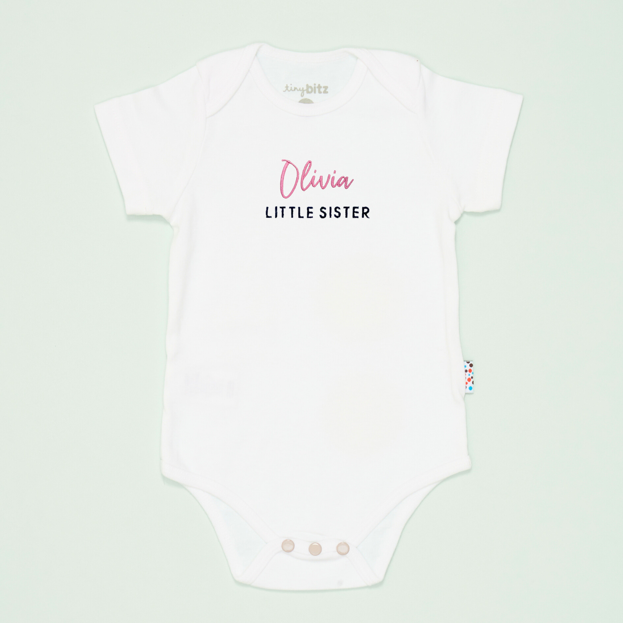 Organic Onesie: Little Sister with Name