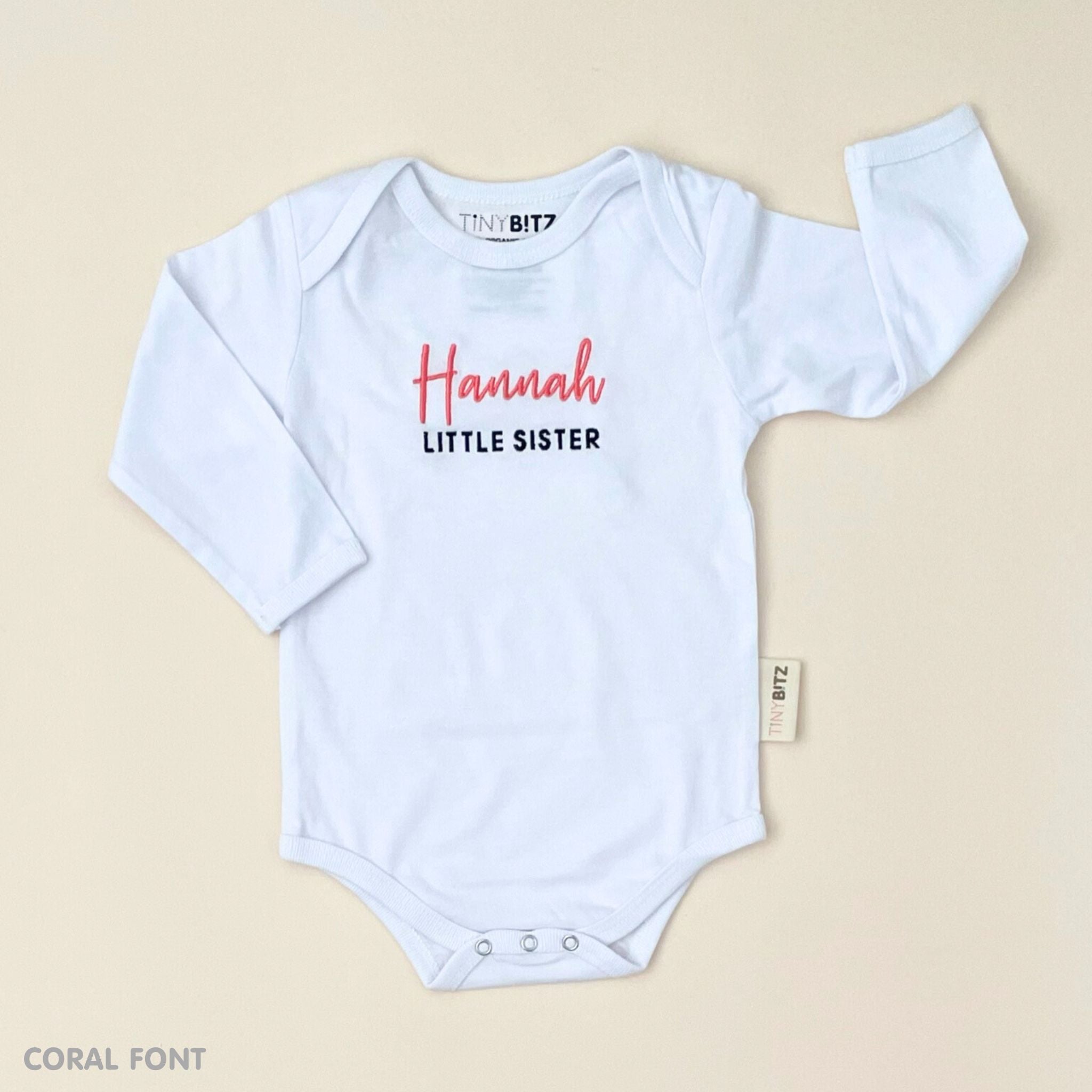 Organic Onesie: Little Sister with Name