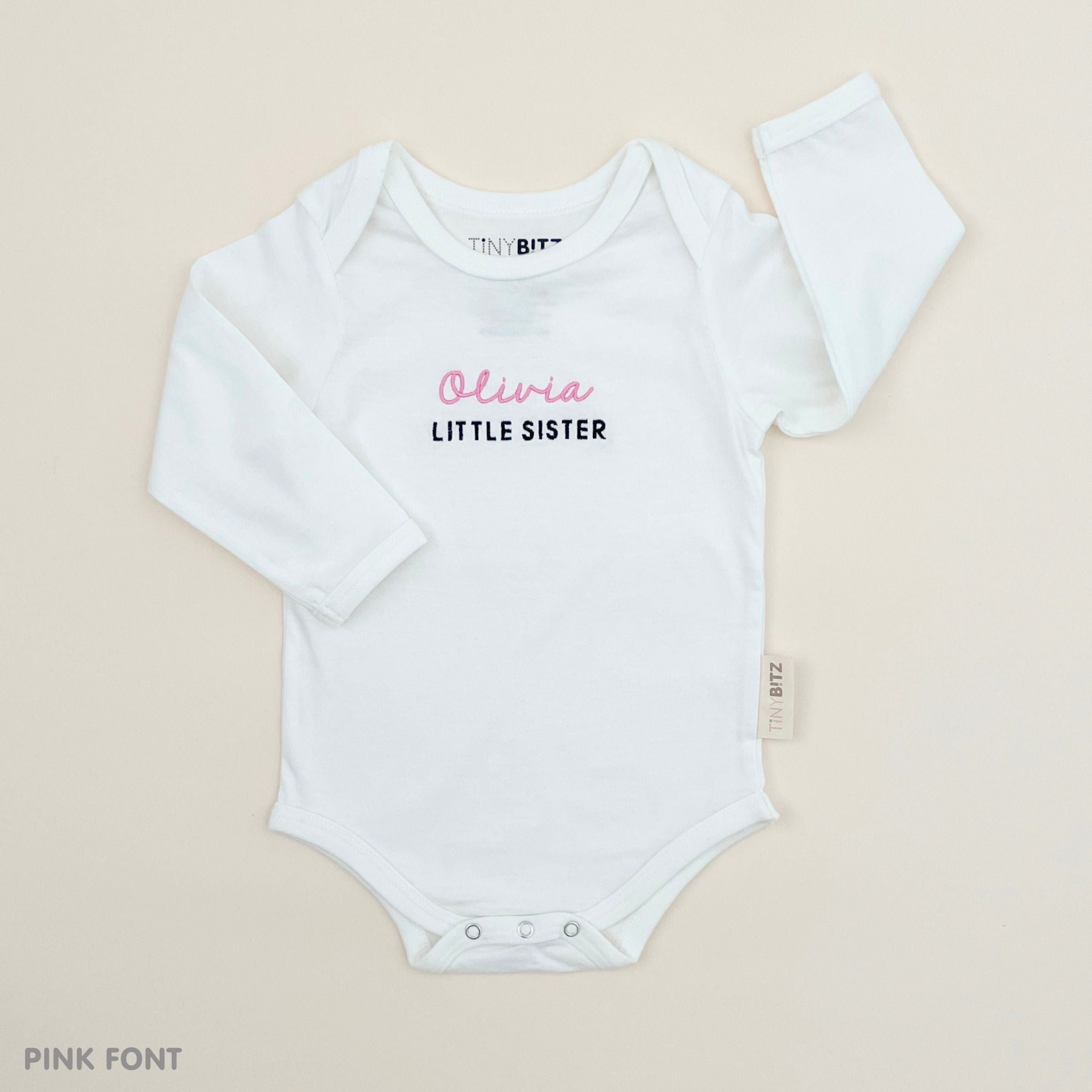 Organic Onesie: Little Sister with Name
