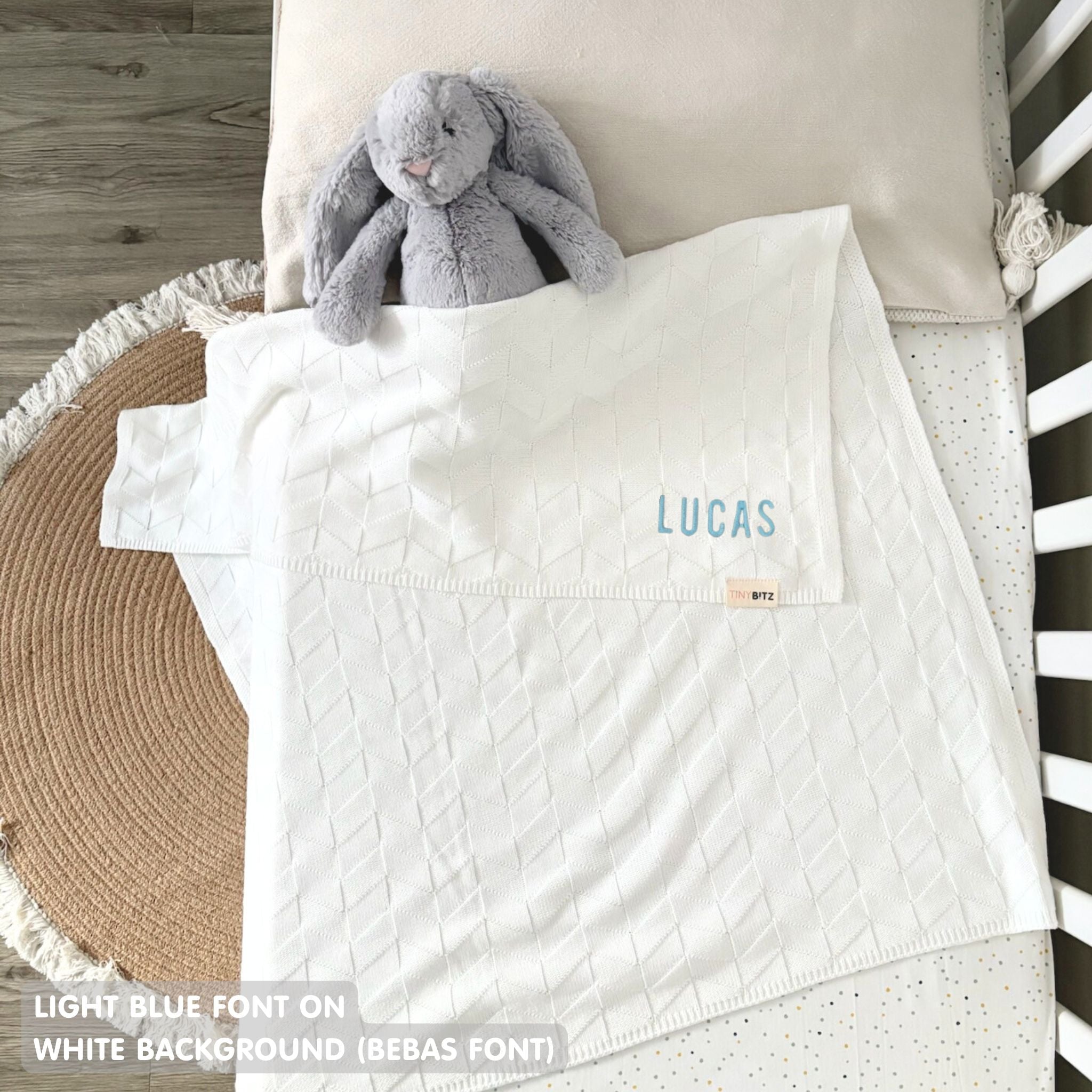 Personalized Baby Blanket with Embroidery (Herringbone)