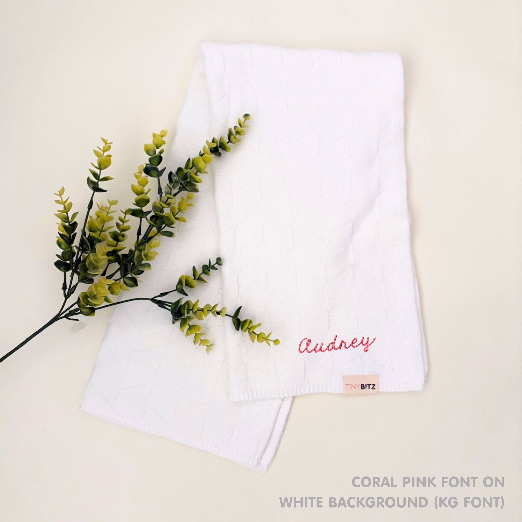 Personalized Baby Blanket with Embroidery (Herringbone)