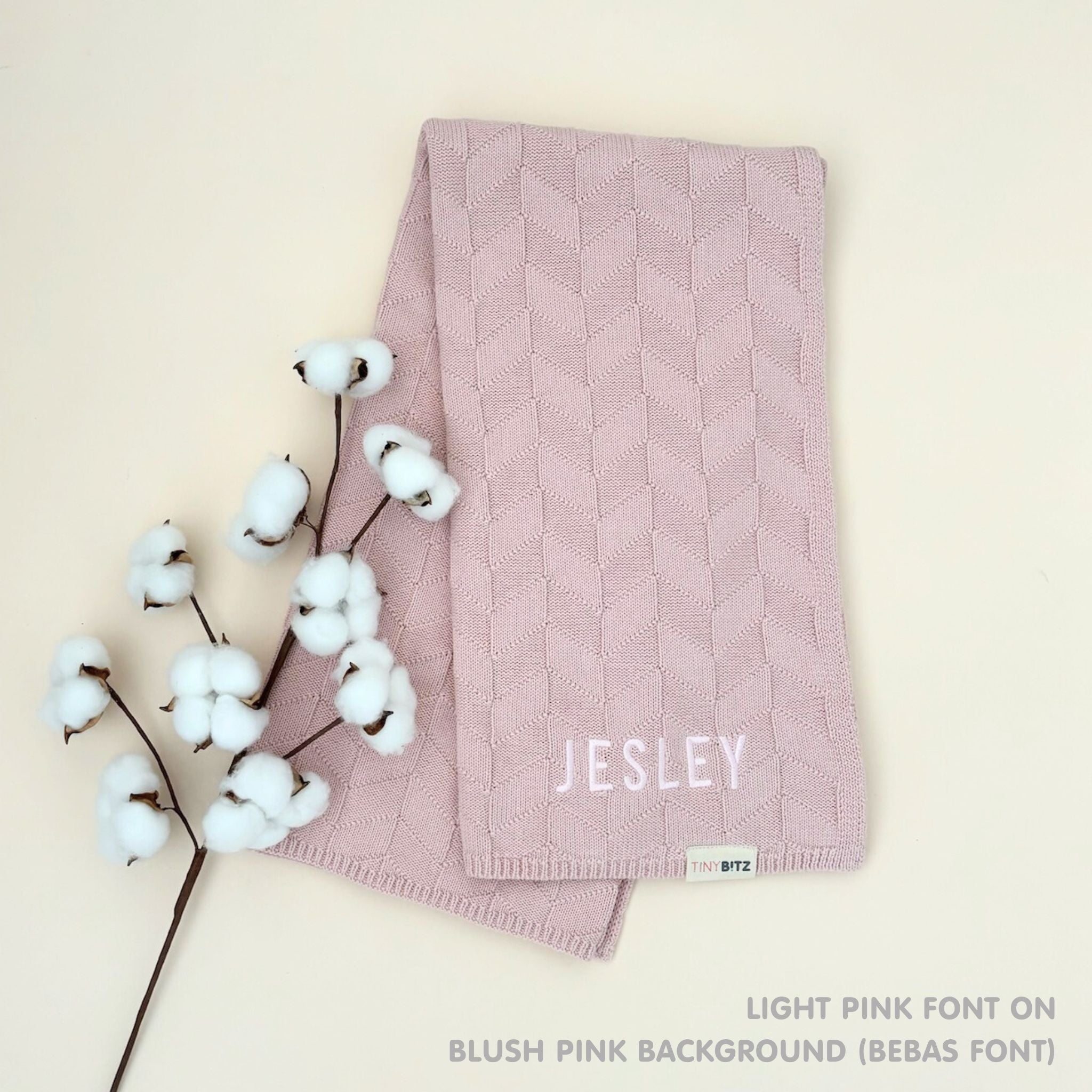 Personalized Baby Blanket with Embroidery (Herringbone)
