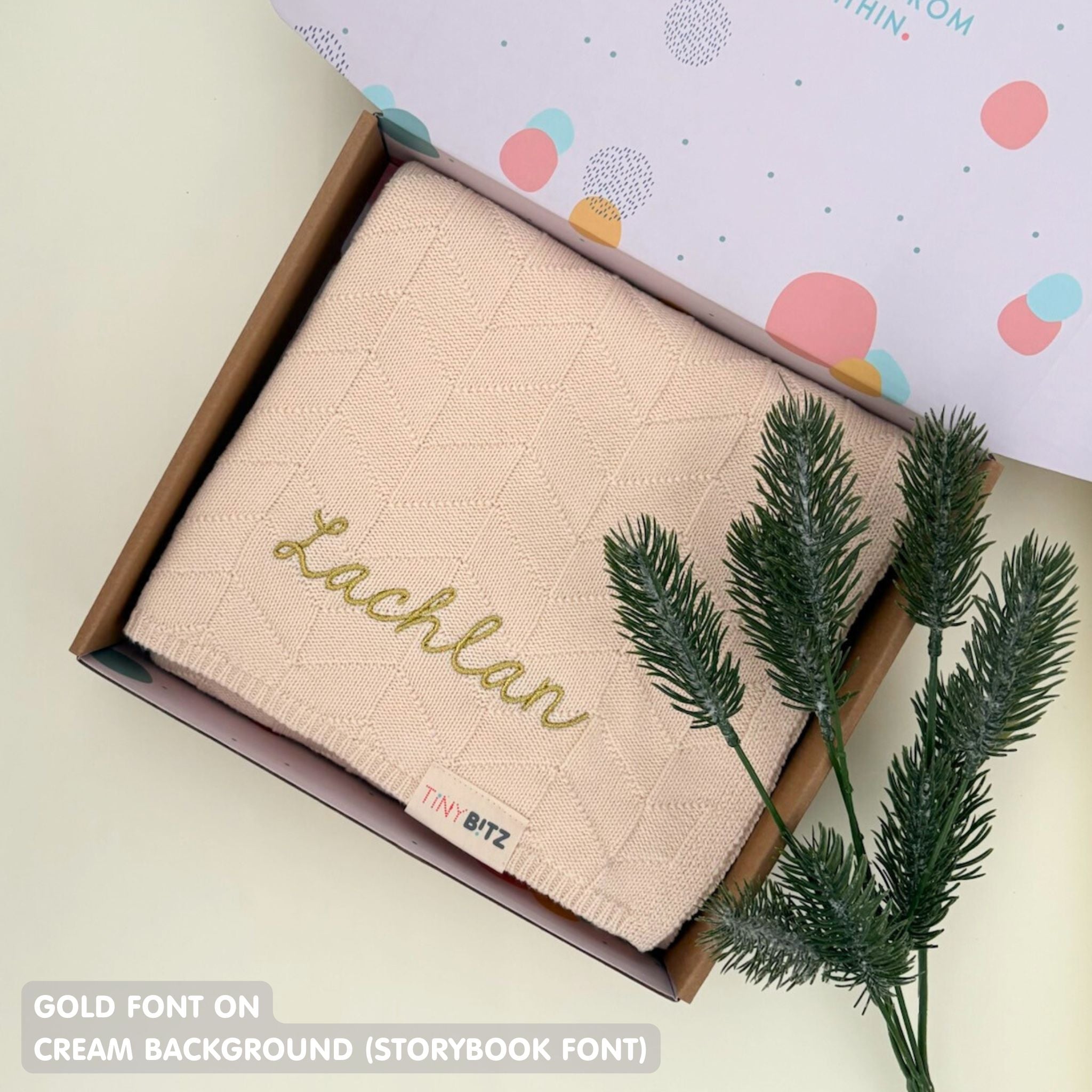 Personalized Baby Blanket with Embroidery (Herringbone)