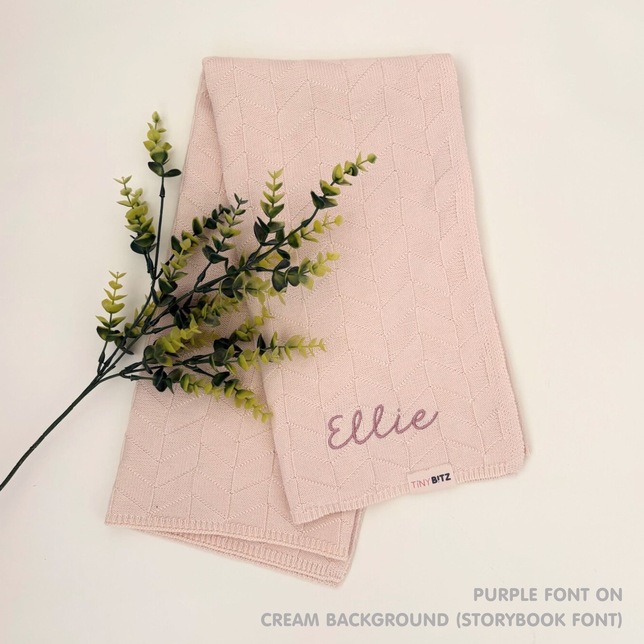 Personalized Baby Blanket with Embroidery (Herringbone)