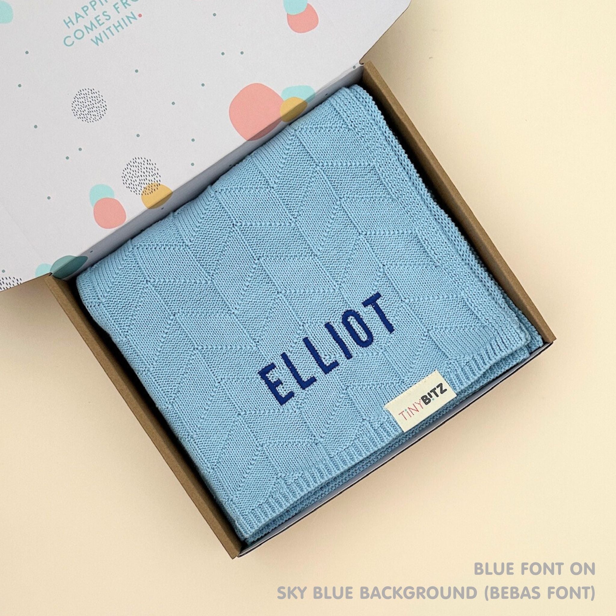 Personalized Baby Blanket with Embroidery (Herringbone)