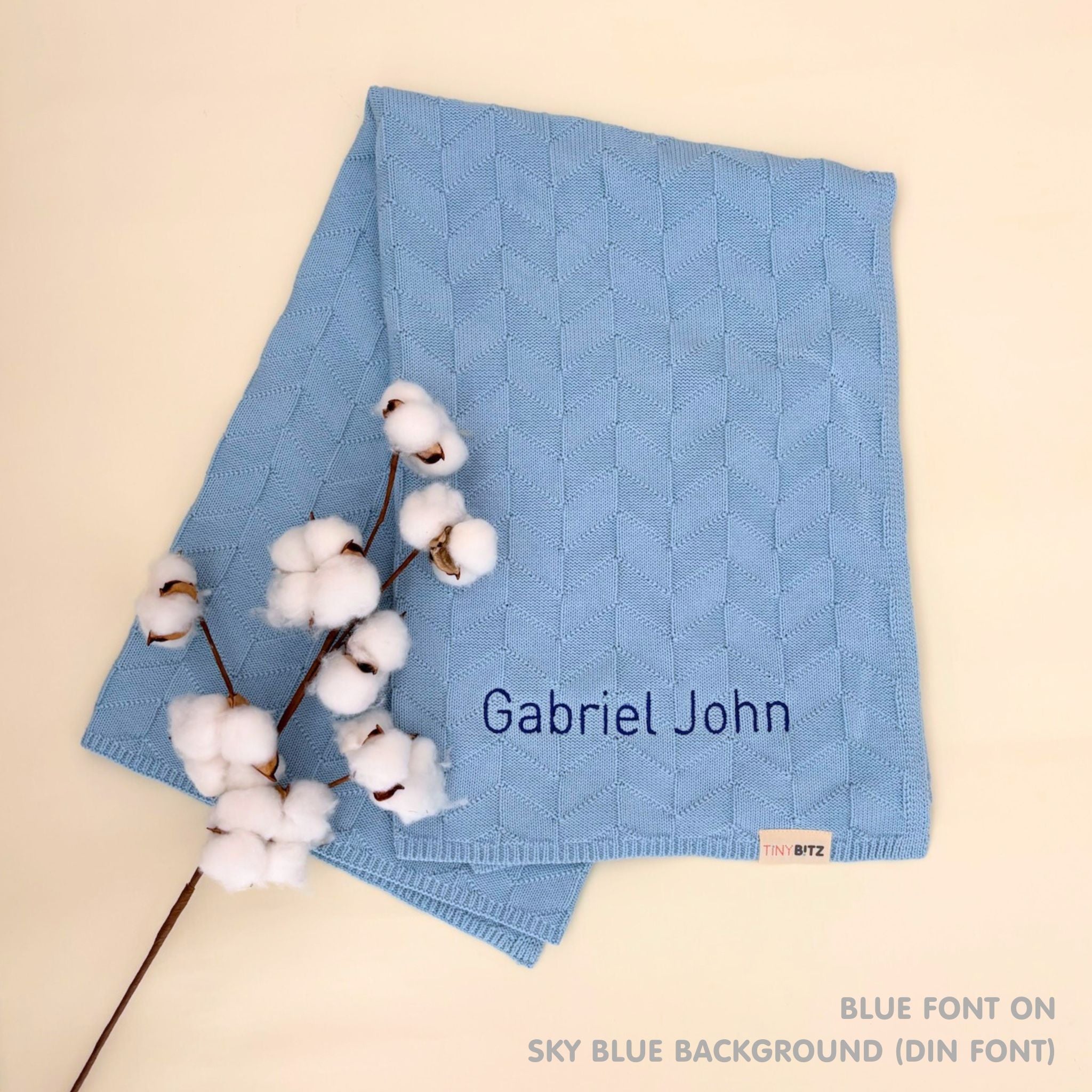 Personalized Baby Blanket with Embroidery (Herringbone)