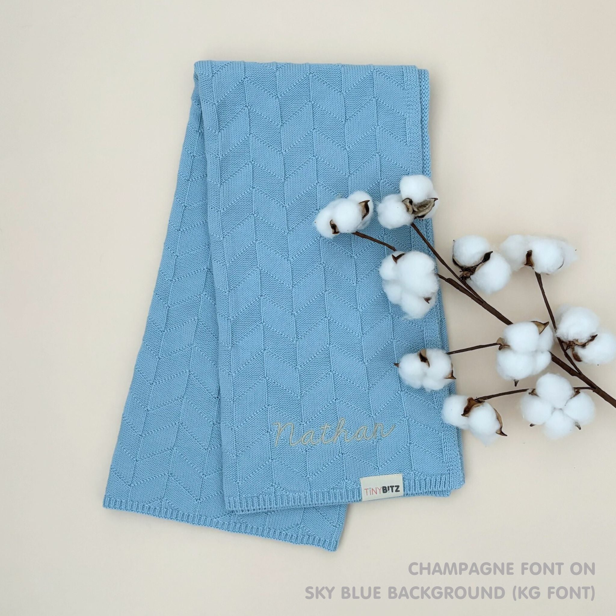Personalized Baby Blanket with Embroidery (Herringbone)