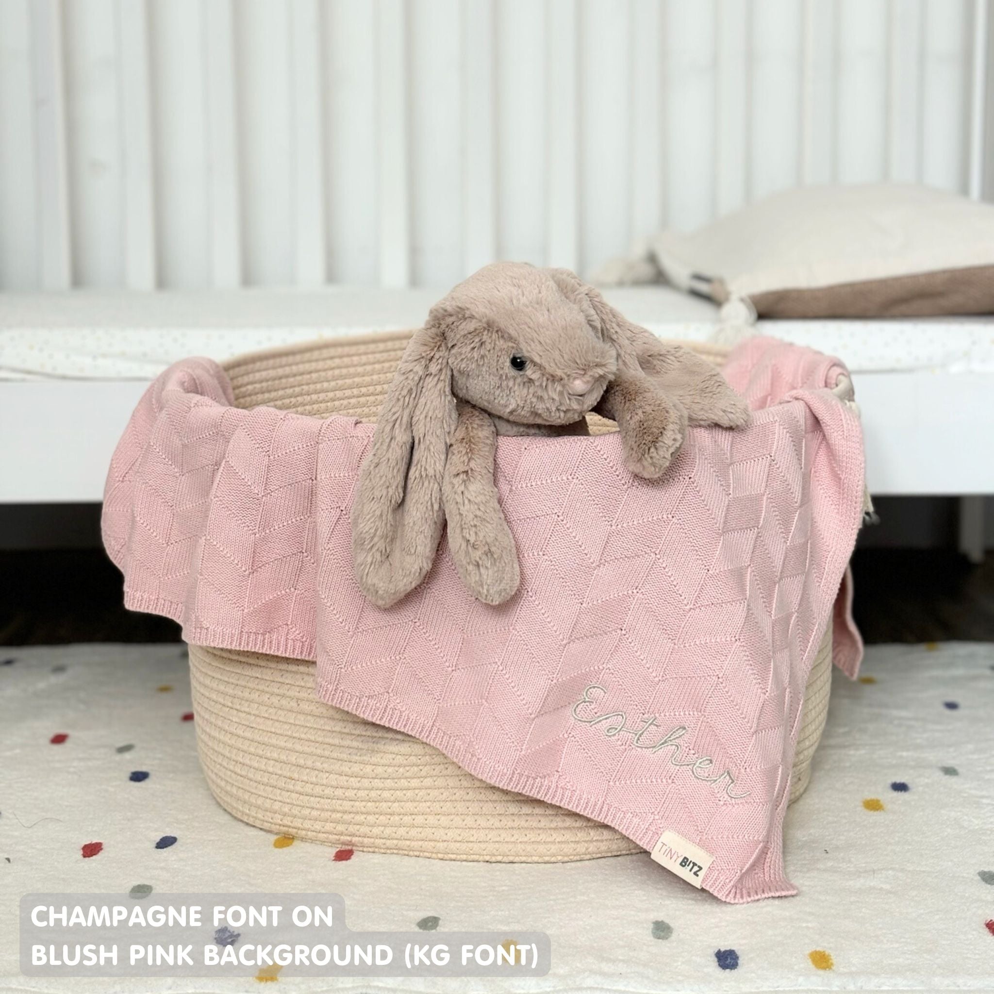 Personalized Baby Blanket with Embroidery (Herringbone)