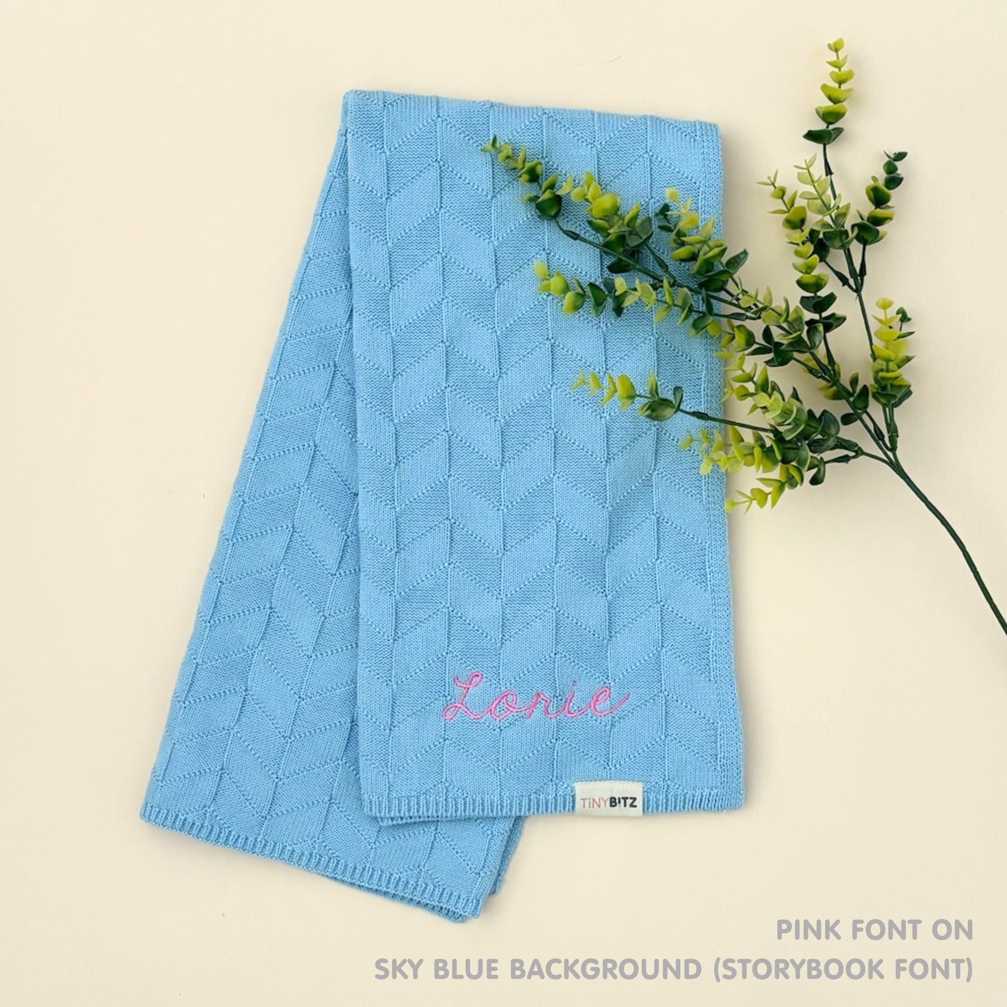 Personalized Baby Blanket with Embroidery (Herringbone)