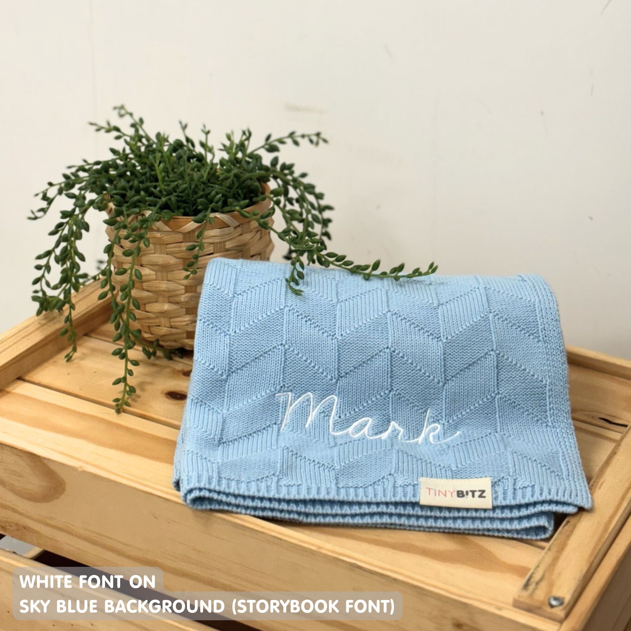 Personalized Baby Blanket with Embroidery (Herringbone)