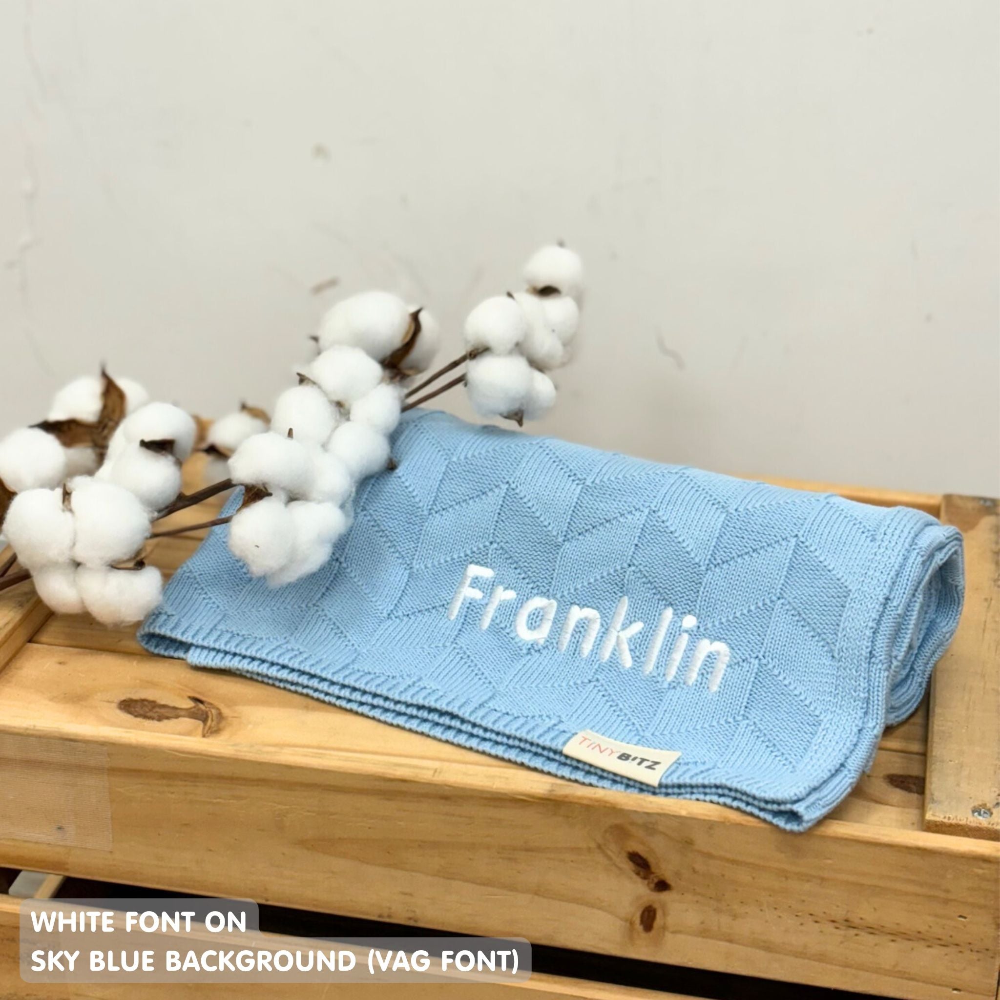 Personalized Baby Blanket with Embroidery (Herringbone)