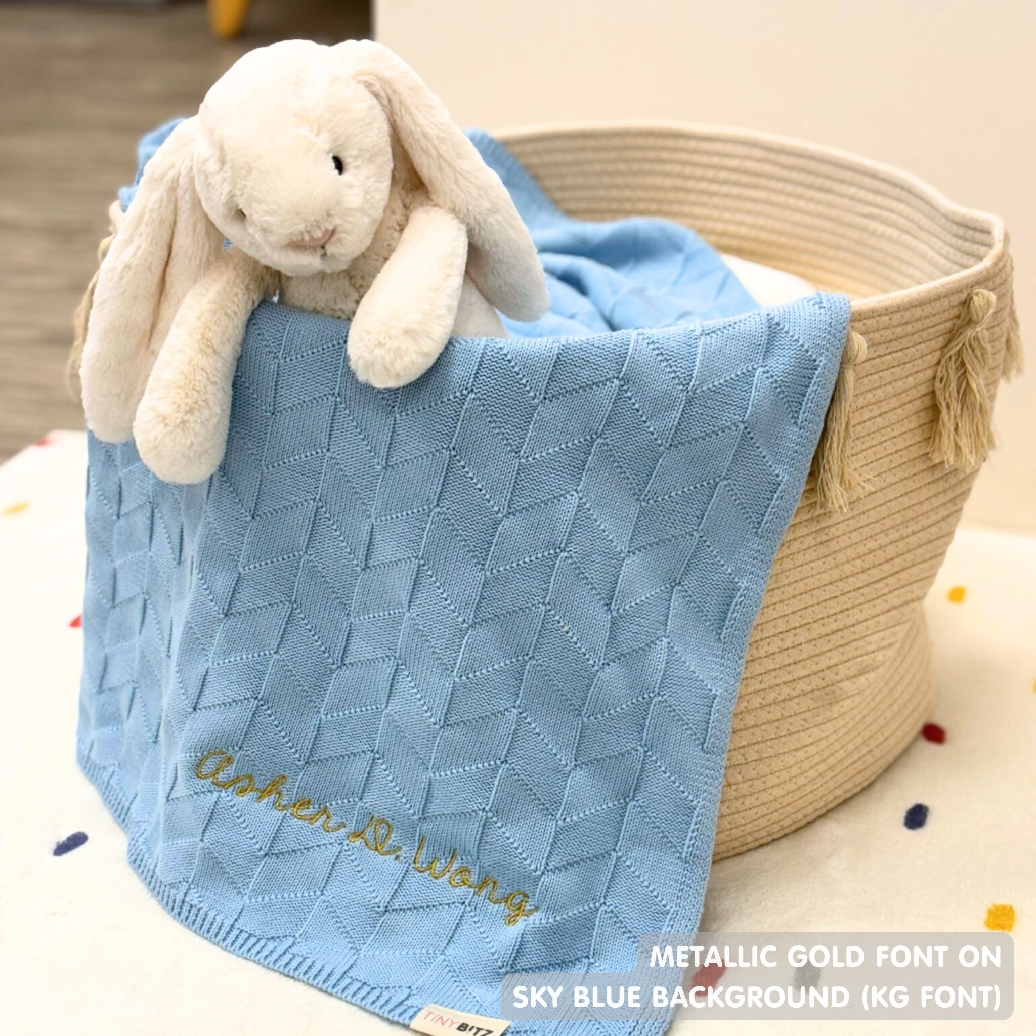 Personalized Baby Blanket with Embroidery (Herringbone)