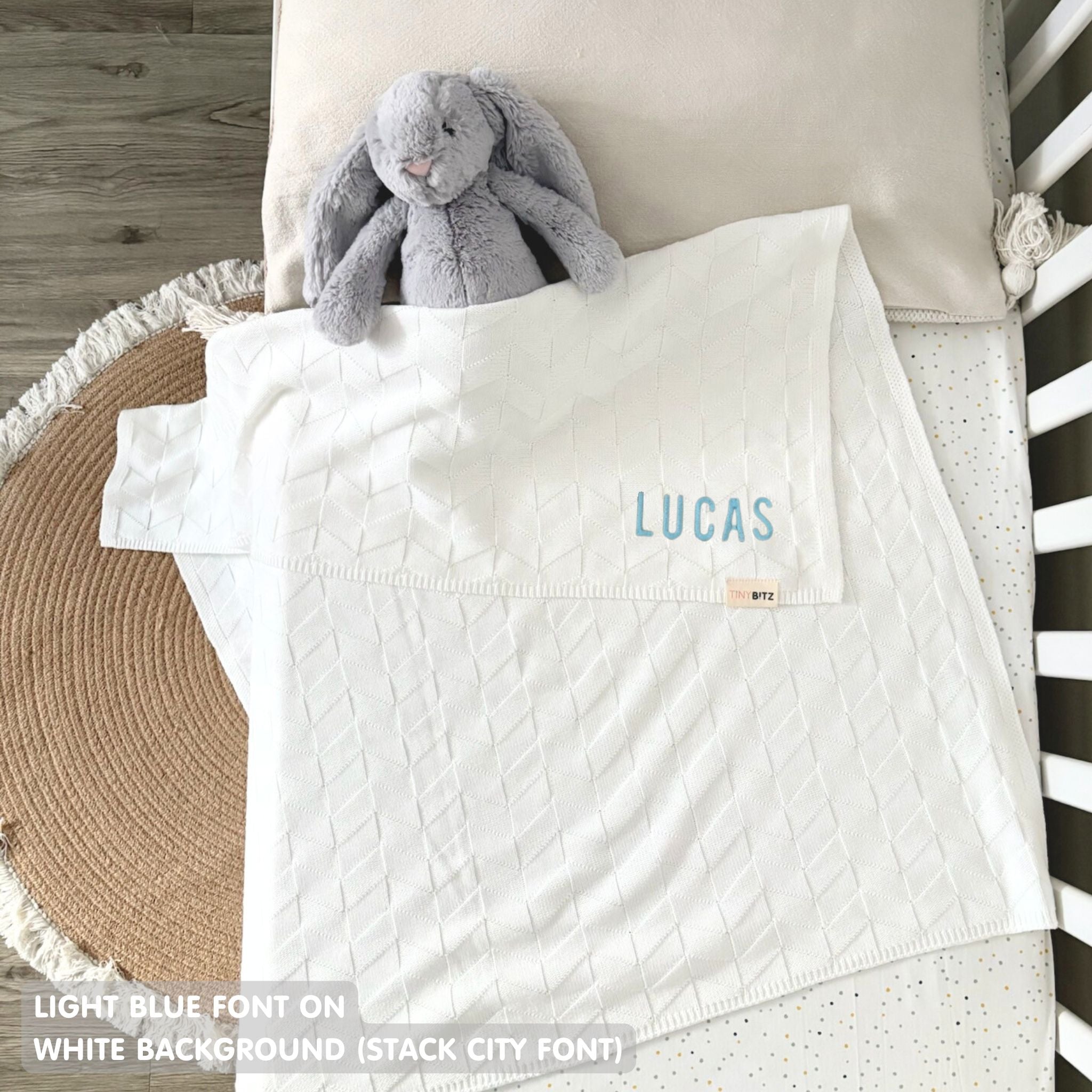 Personalized Baby Blanket with Embroidery (Herringbone)