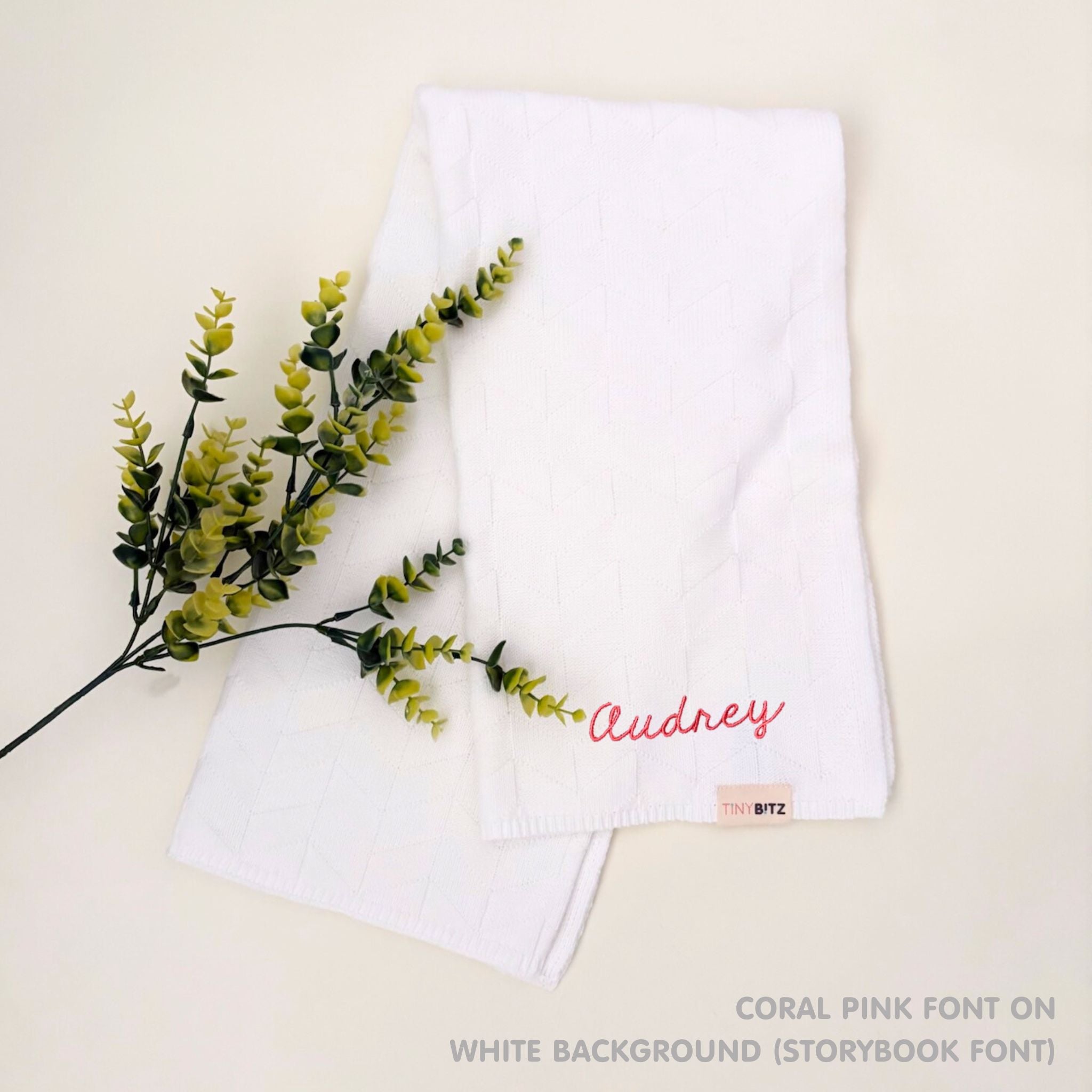 Personalized Baby Blanket with Embroidery (Herringbone)