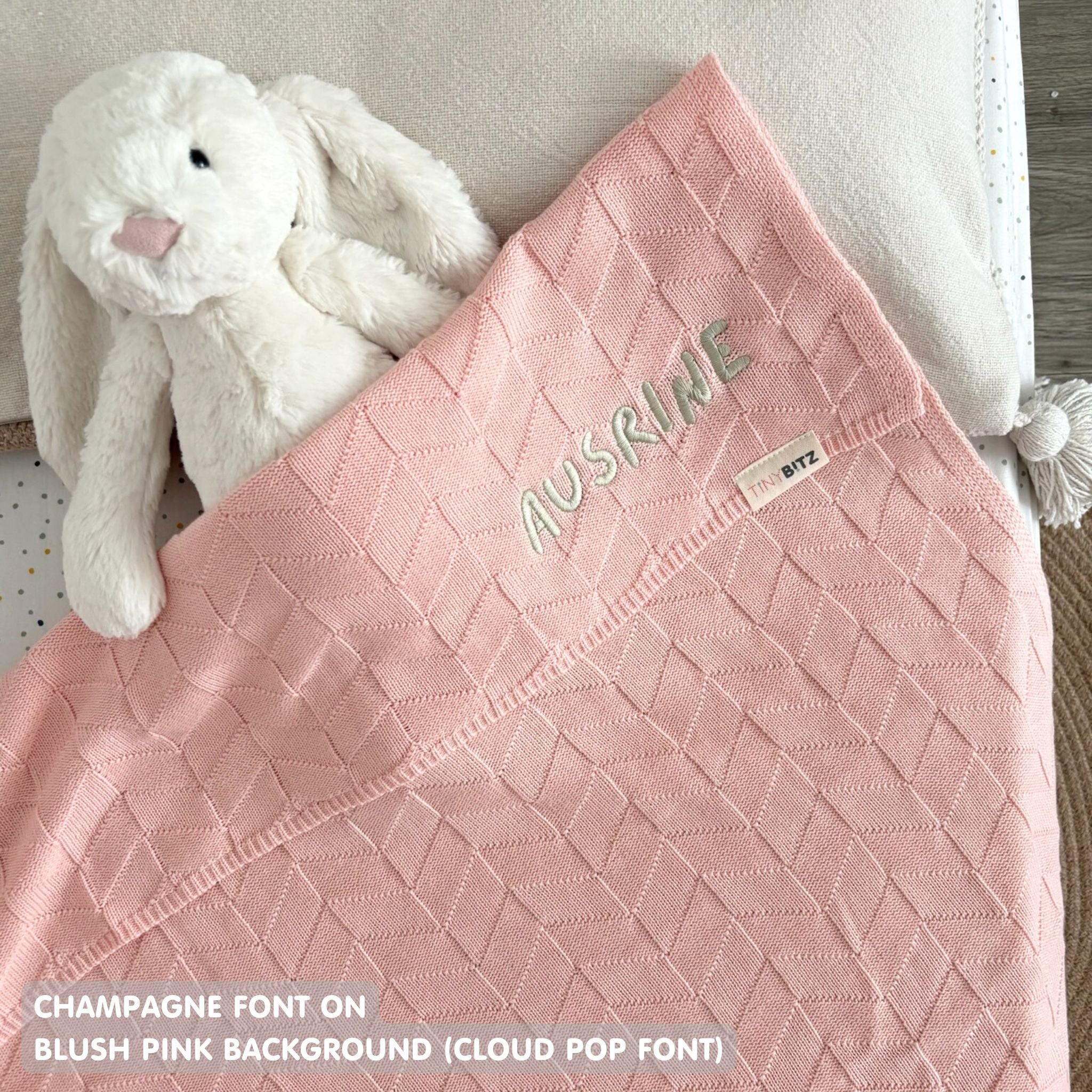 Personalized Baby Blanket with Embroidery (Herringbone)