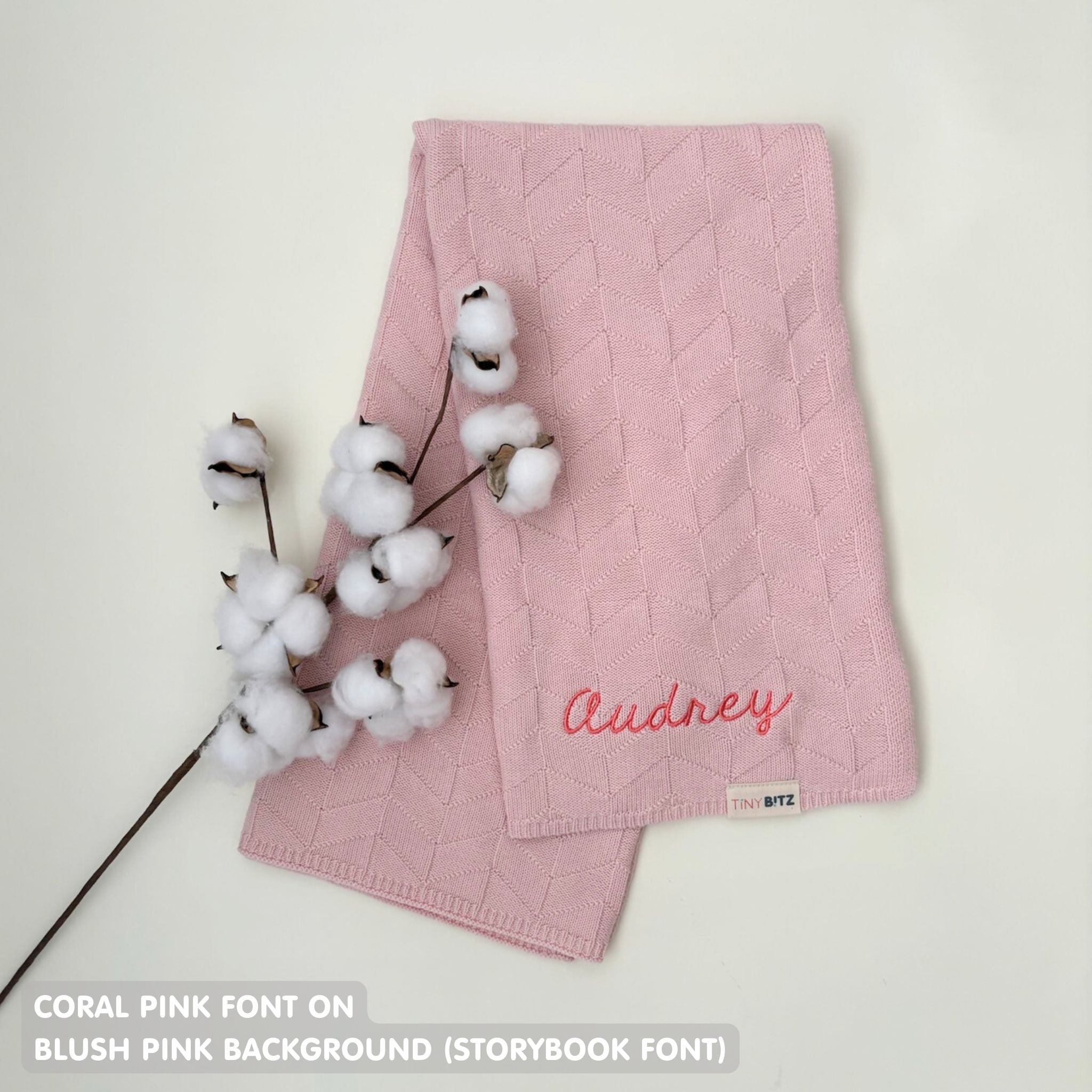 Personalized Baby Blanket with Embroidery (Herringbone)