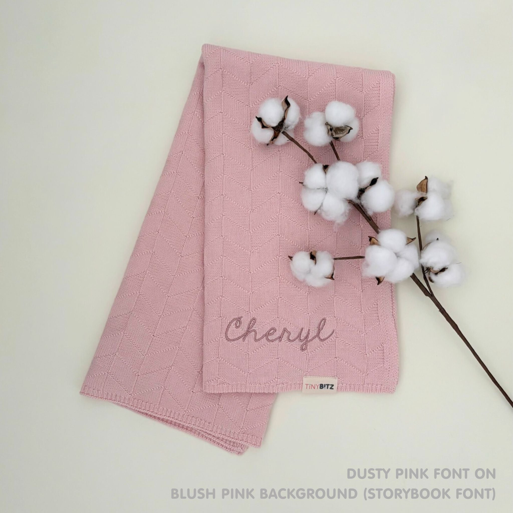 Personalized Baby Blanket with Embroidery (Herringbone)