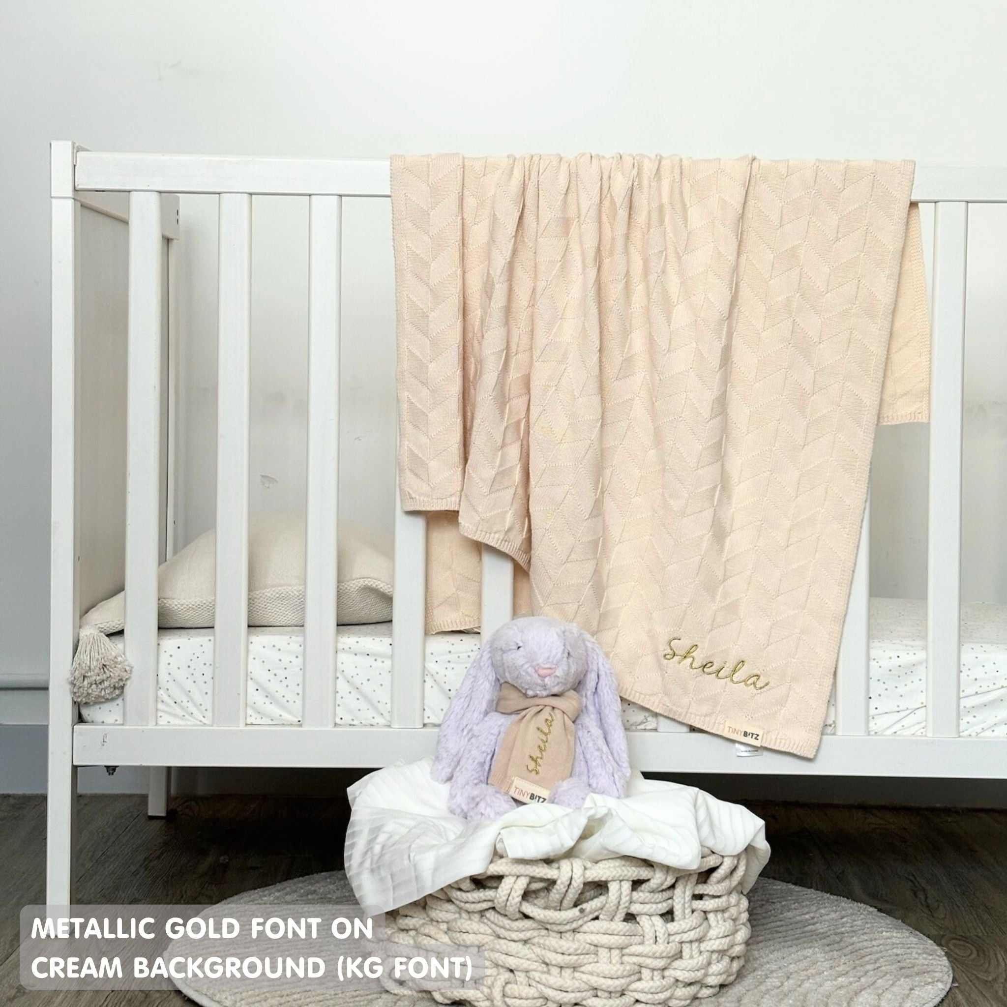 Personalized Baby Blanket with Embroidery (Herringbone)