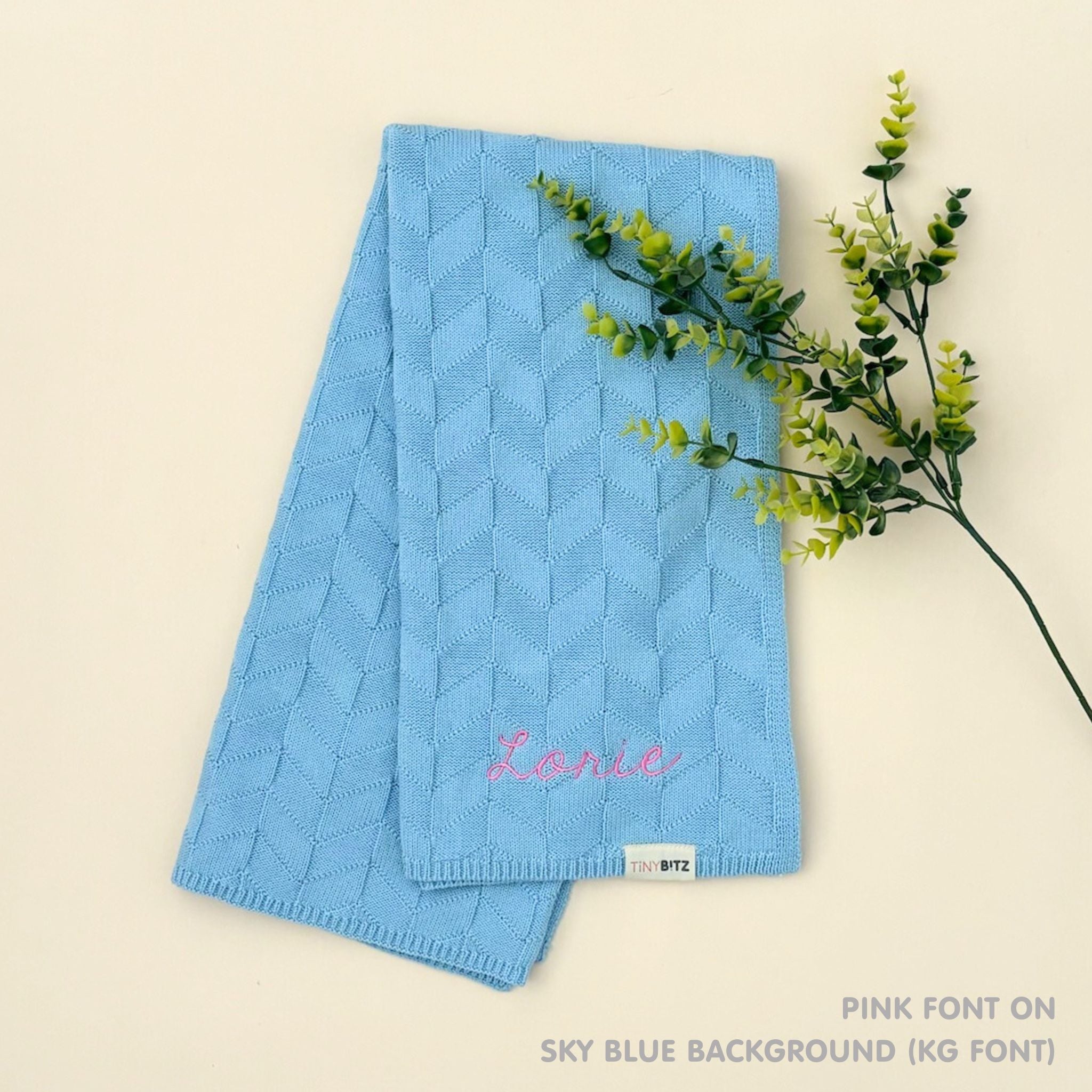 Personalized Baby Blanket with Embroidery (Herringbone)