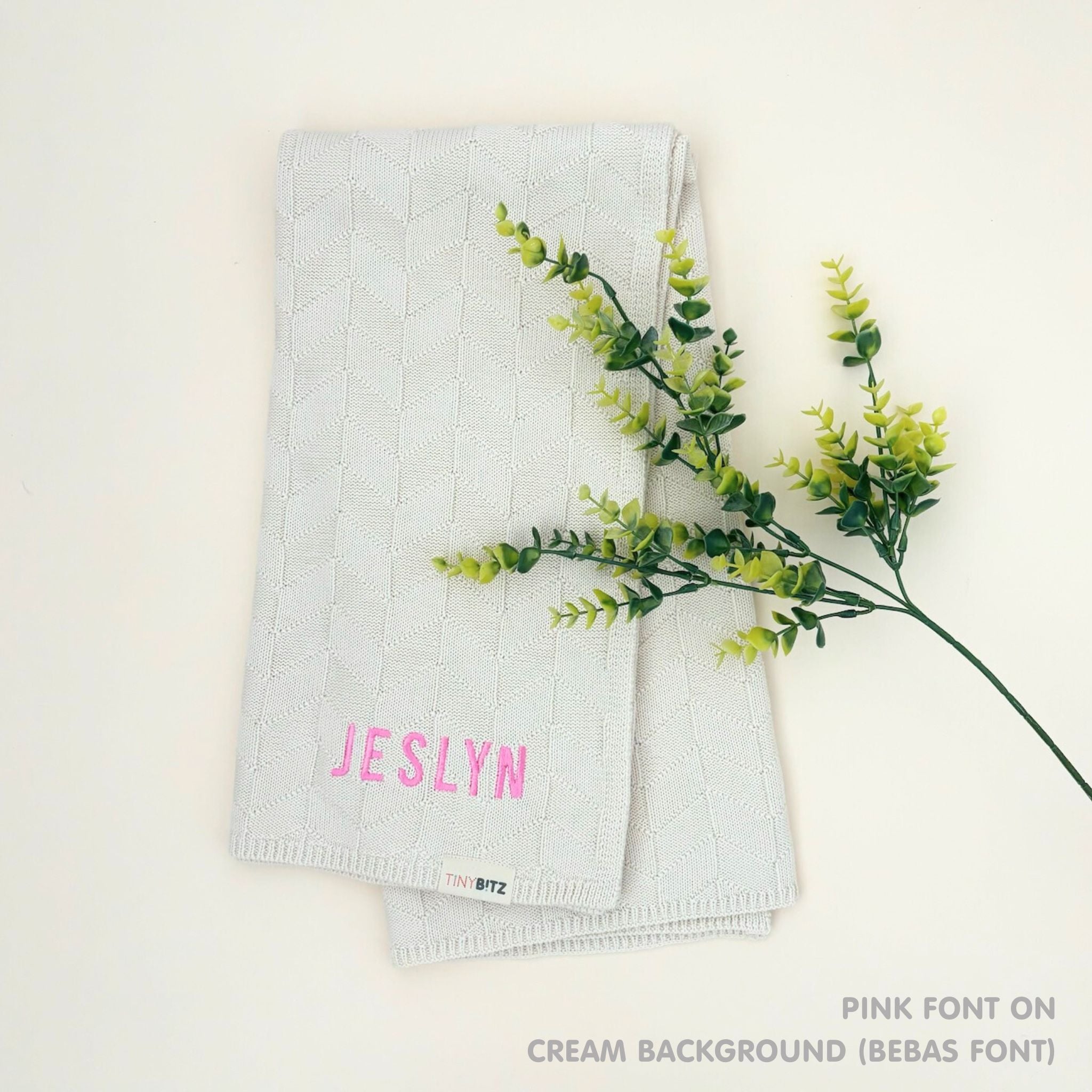 Personalized Baby Blanket with Embroidery (Herringbone)