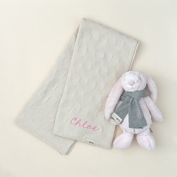 Personalized Blanket with Jellycat Soft Toy Gift Set