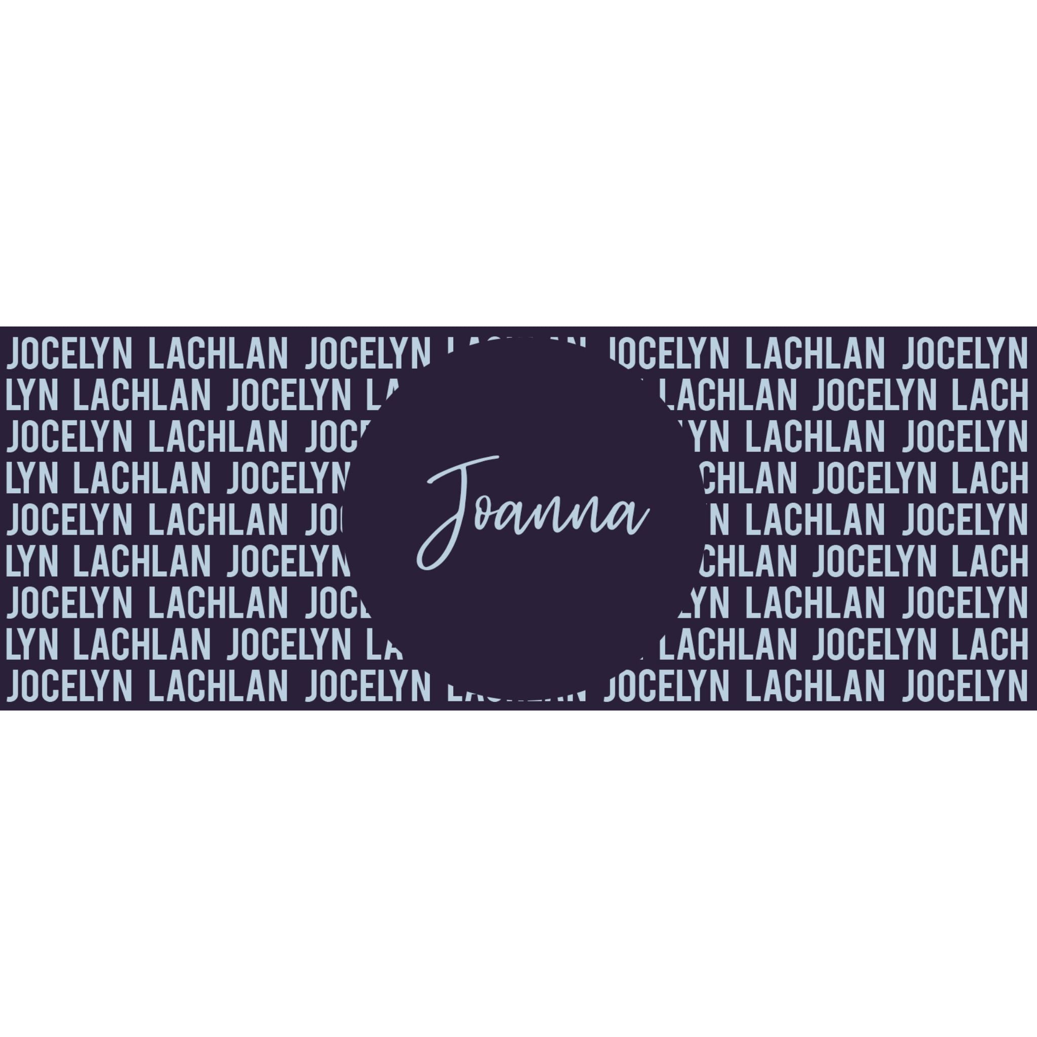 Customisable blanket with mum's name knitted in navy and light blue, personalized by TinyBitz.