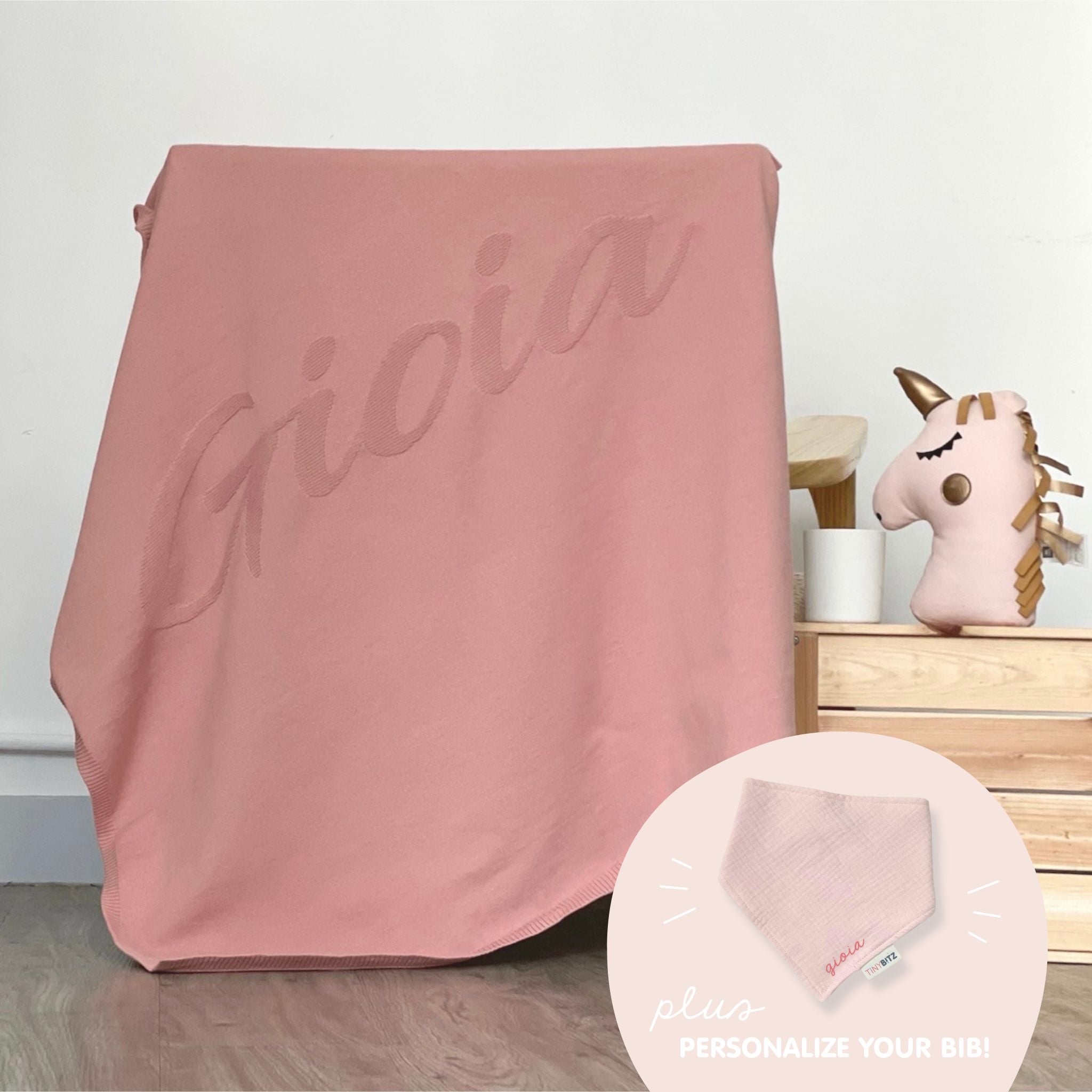 Personalized Summer Blanket and Bib Set for Babies