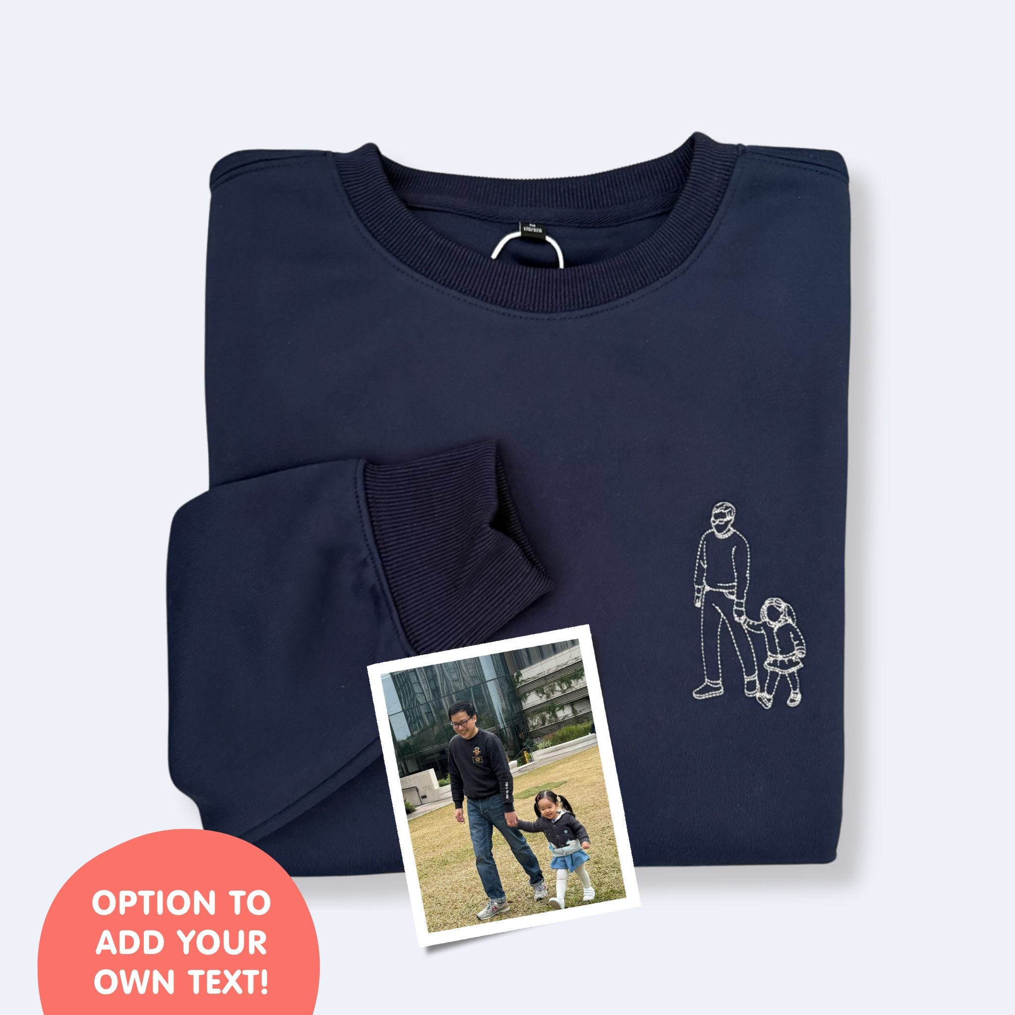 Custom Embroidered Portrait for Couples, Family, Pet Lovers (Adult Sweater)