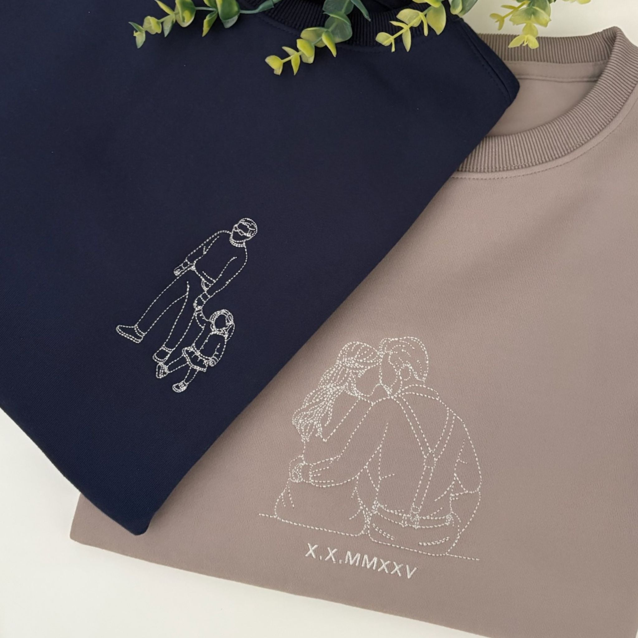 Custom Embroidered Portrait for Couples, Family, Pet Lovers (Adult Sweater)