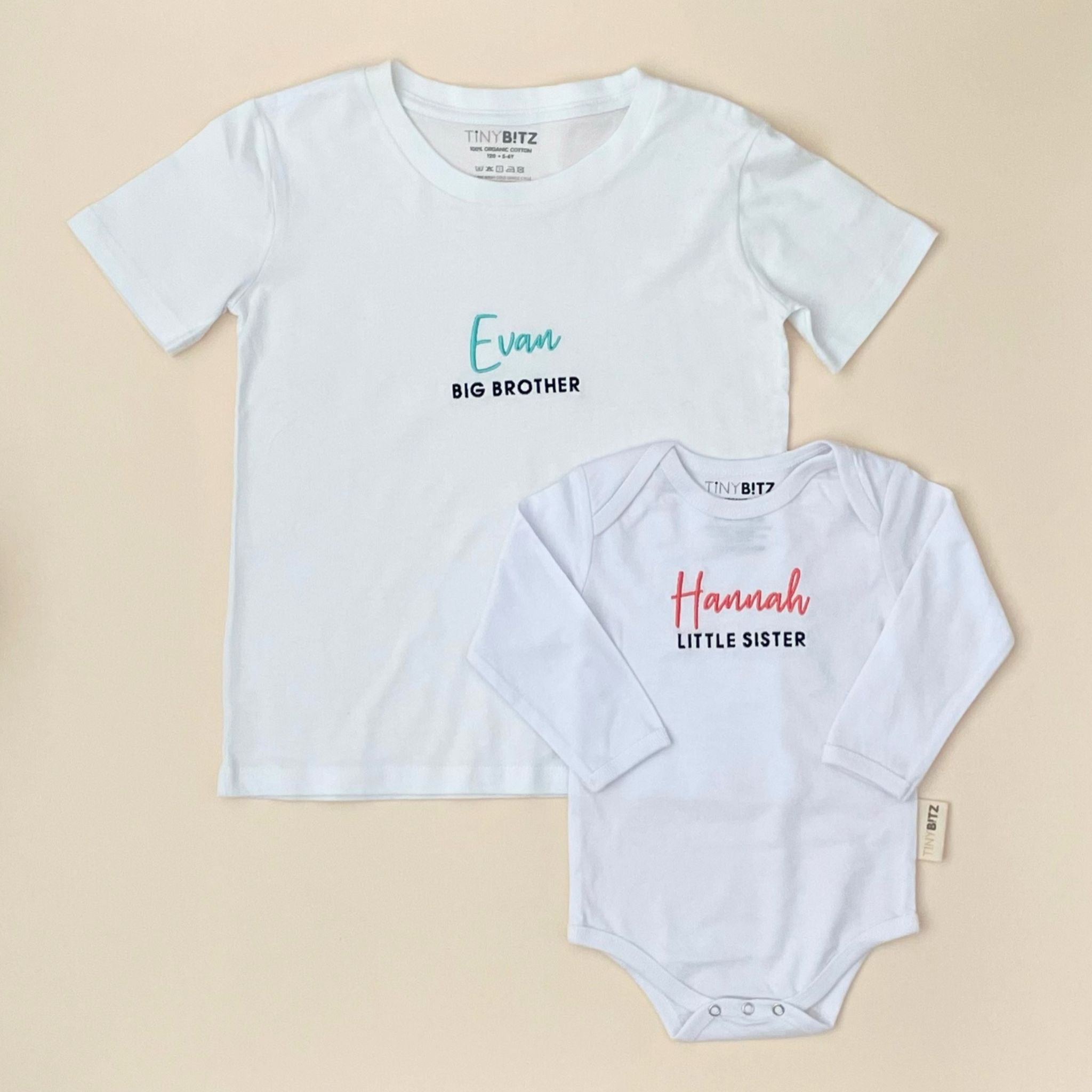 Organic Onesie: Little Sister with Name